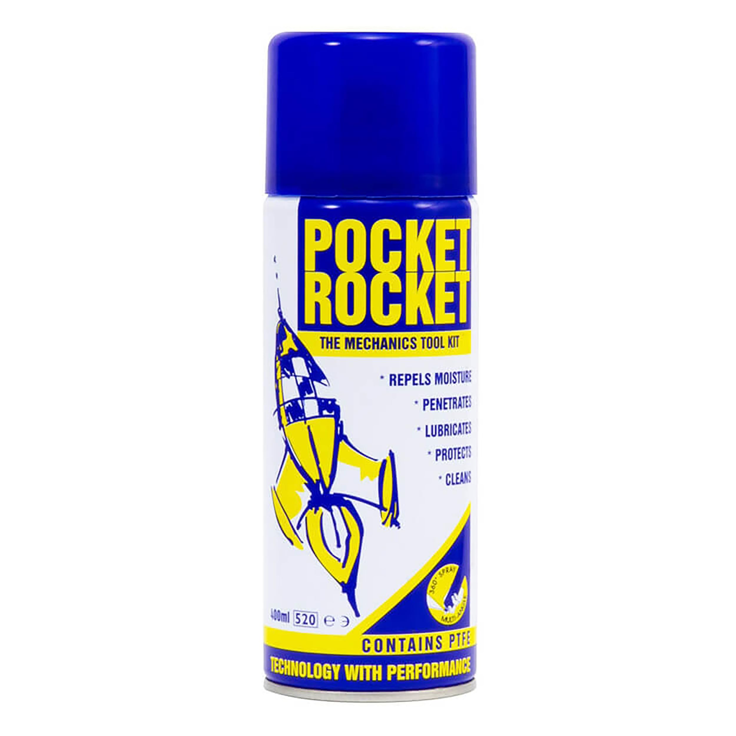 Aerosol Solutions Pocket Rocket Advanced PTFE Penetrating Moisture Repellent Spray, Penetrates, Lubricates, Repels Moisture & Protects Against Corrosion, 400 ml