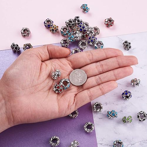 Vista 49 de Beathoven Cuentas europeas de diamantes de imitación tibetanos aptos para hacer pulseras de joyería europea, dijes, collares, dijes de colores Barrel