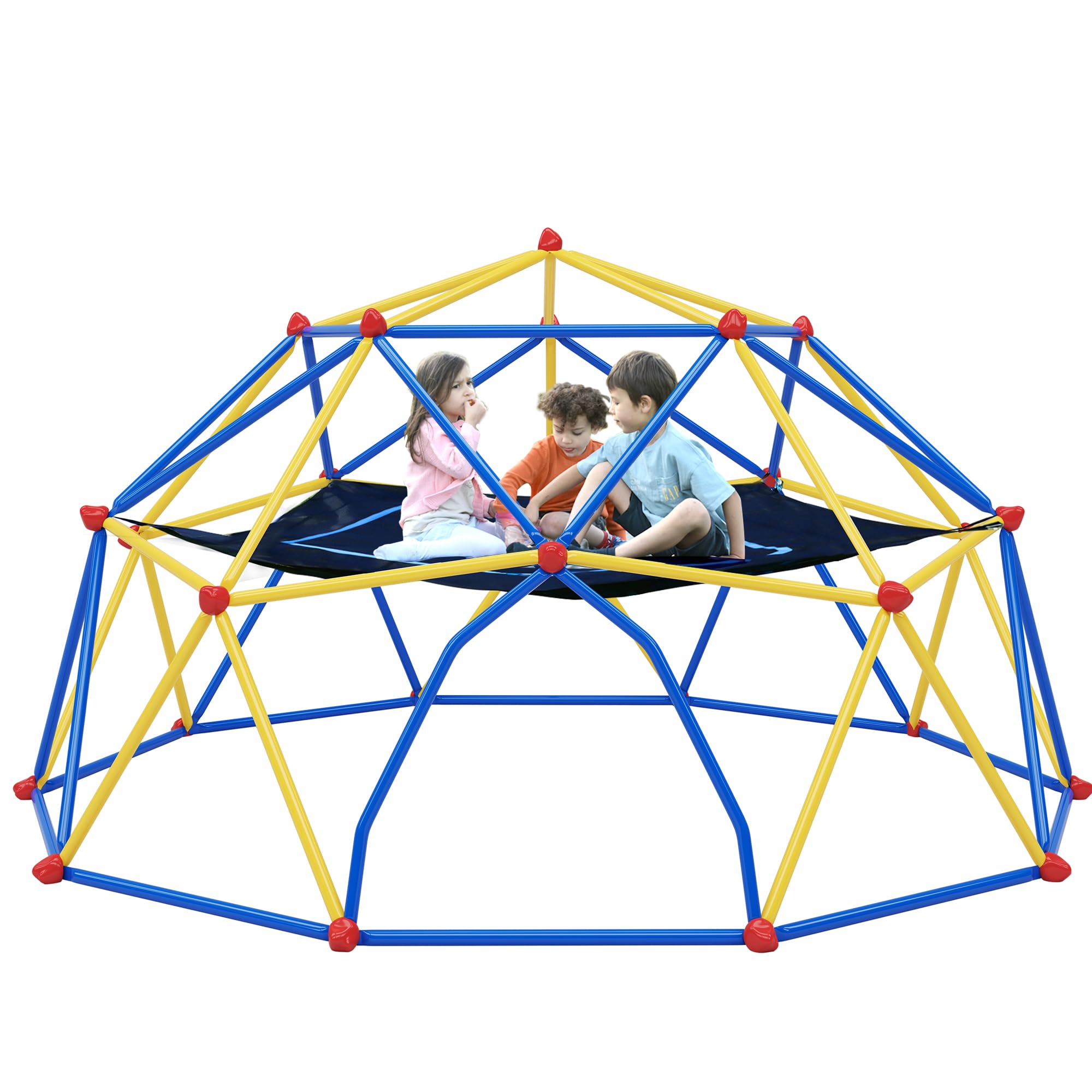 GOWE 10ft Geometric Dome Climber Play Center, Kids Climbing Dome Tower with Hammock, Rust & UV Resistant Steel Supporting 1000 LBS
