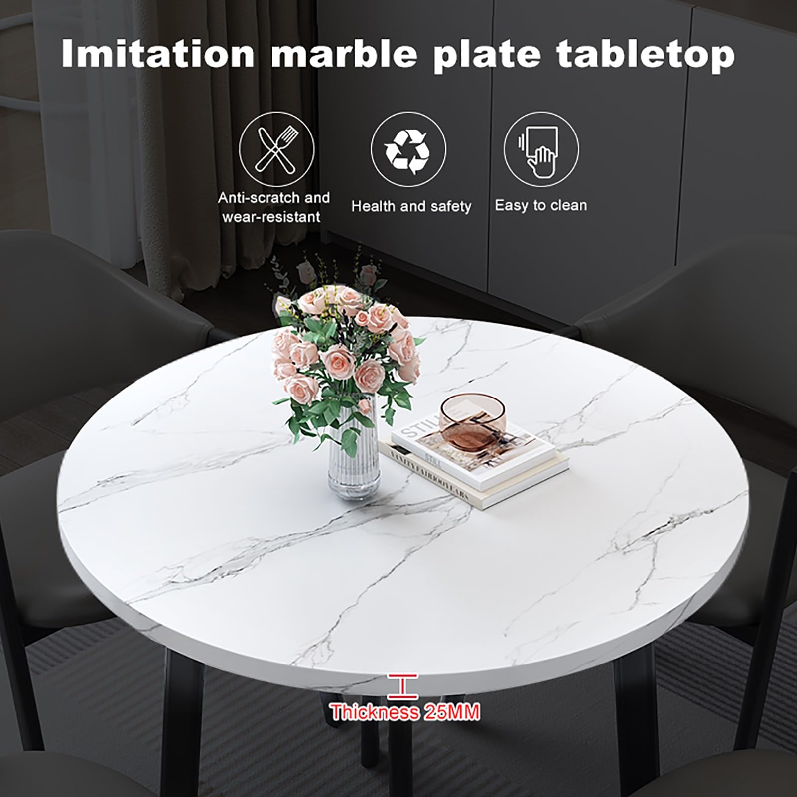 Table Salle à Manger Ronde pour 4 Personnes, Table Ronde Cuisine Ensemble 4 Chaises, Combinaison Table Basse et Chaise Table Salle à Manger Balcon Salon Table NéGociation RéCeption Bureau et Combinais