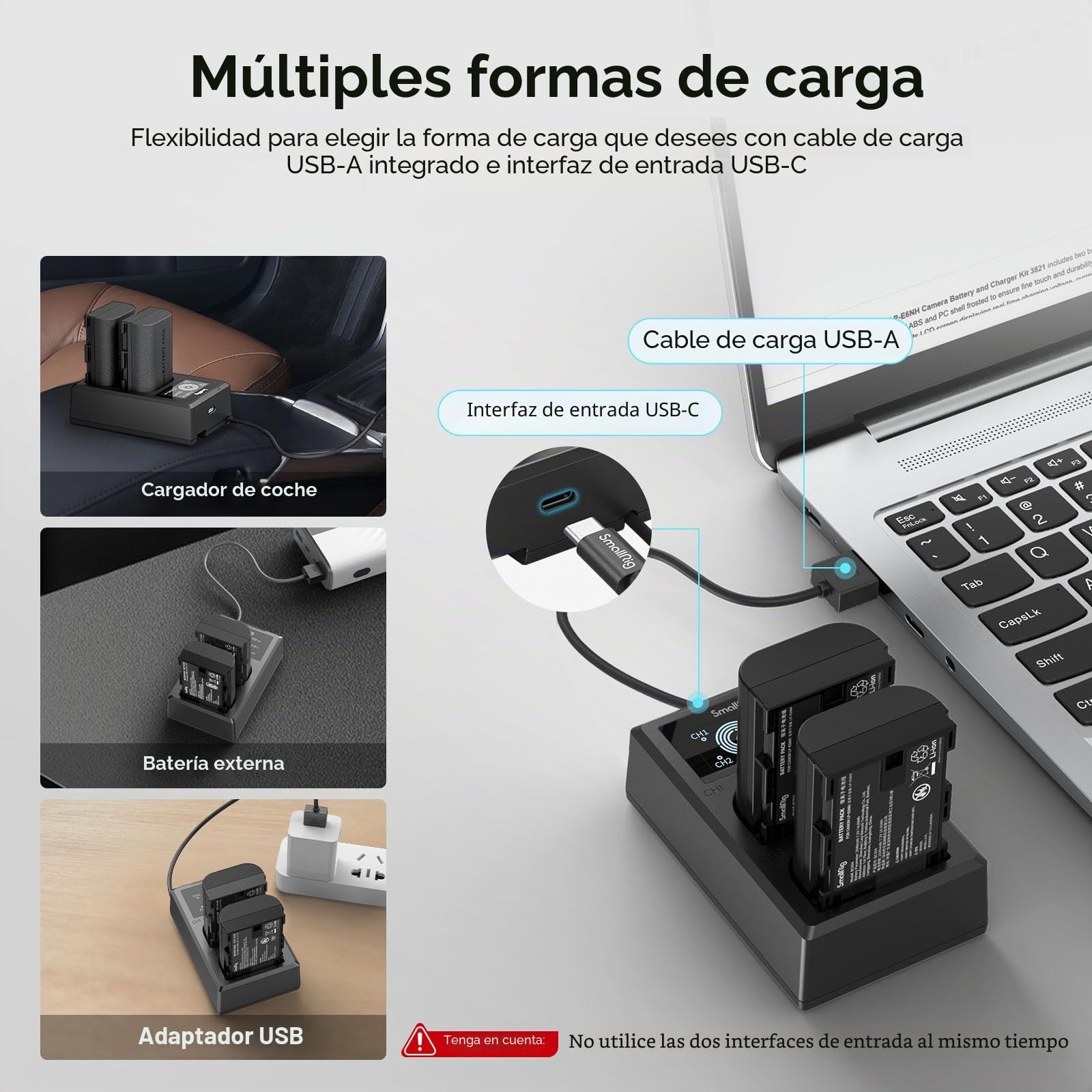 SMALLRIG 2Pack 2040mAh Compatible con LP-E6NH Batería y Cargador, Cargador Dual con Puerto USB-C,Compatible para Canon R5 C,R, R6 MII,5D IV/III/II, 5DS, 6D, 6D II,7D,7D II, 60D, 70D, 80D, 90D - 3821