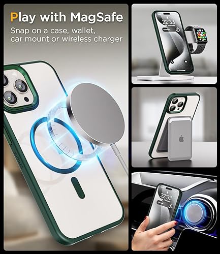 Miniatura 4 de Funda para iPhone 13 Pro con MagSafe, imanes fuertes, no amarillea, protección militar contra caídas, magnética, transparente, delgada, para Apple