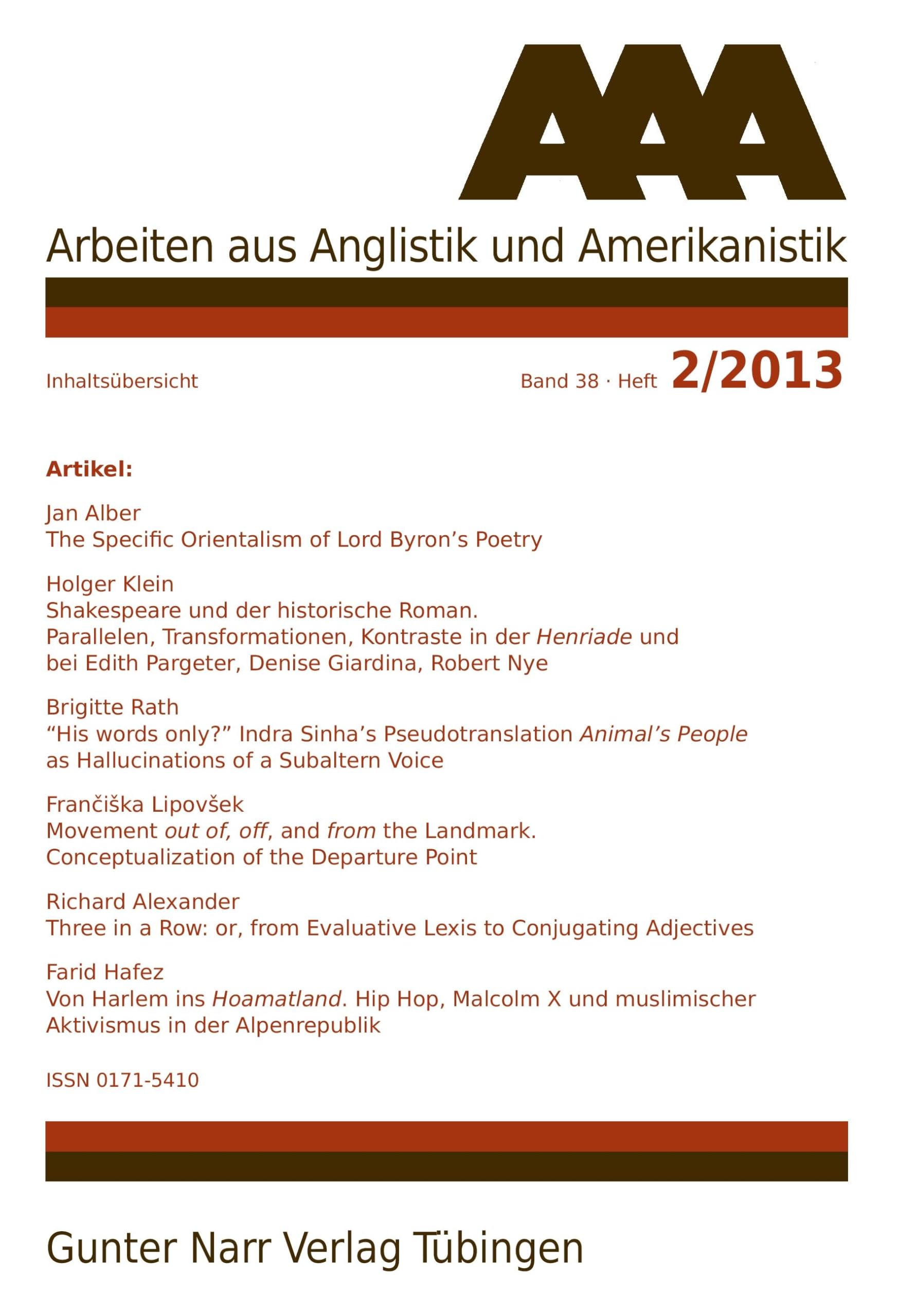 AAA Arbeiten aus Anglistik und Amerikanistik 2013 Heft 2
