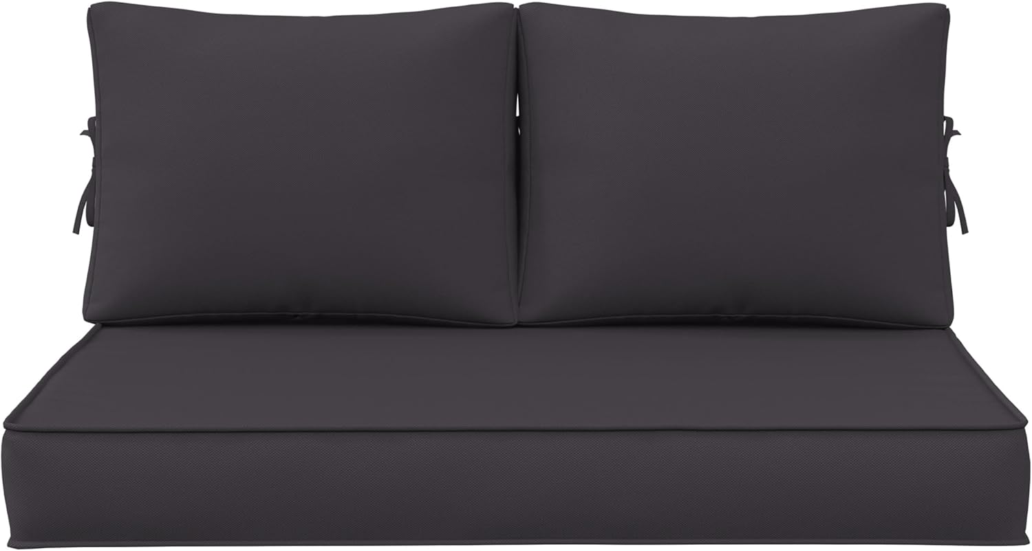 Outdoor Loveseat Cushion Set, 46 x 26 inch, Water Repellent, Fade Resistant, Cushion Set for Couch, Bench, and Swing 46 x 26 inch, Grey