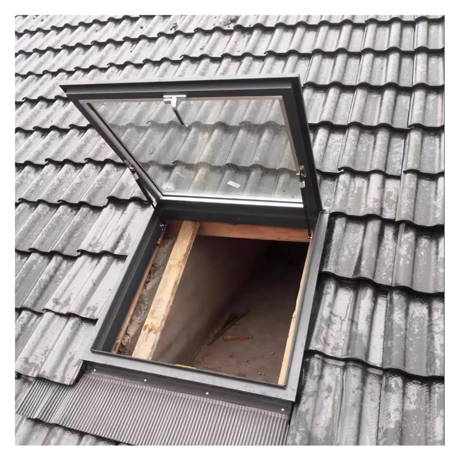 Klerdh Black(Lxw) Skylights, Skylight Roof Window, Rainproof Egress Hatch For Attic(80X60cm)