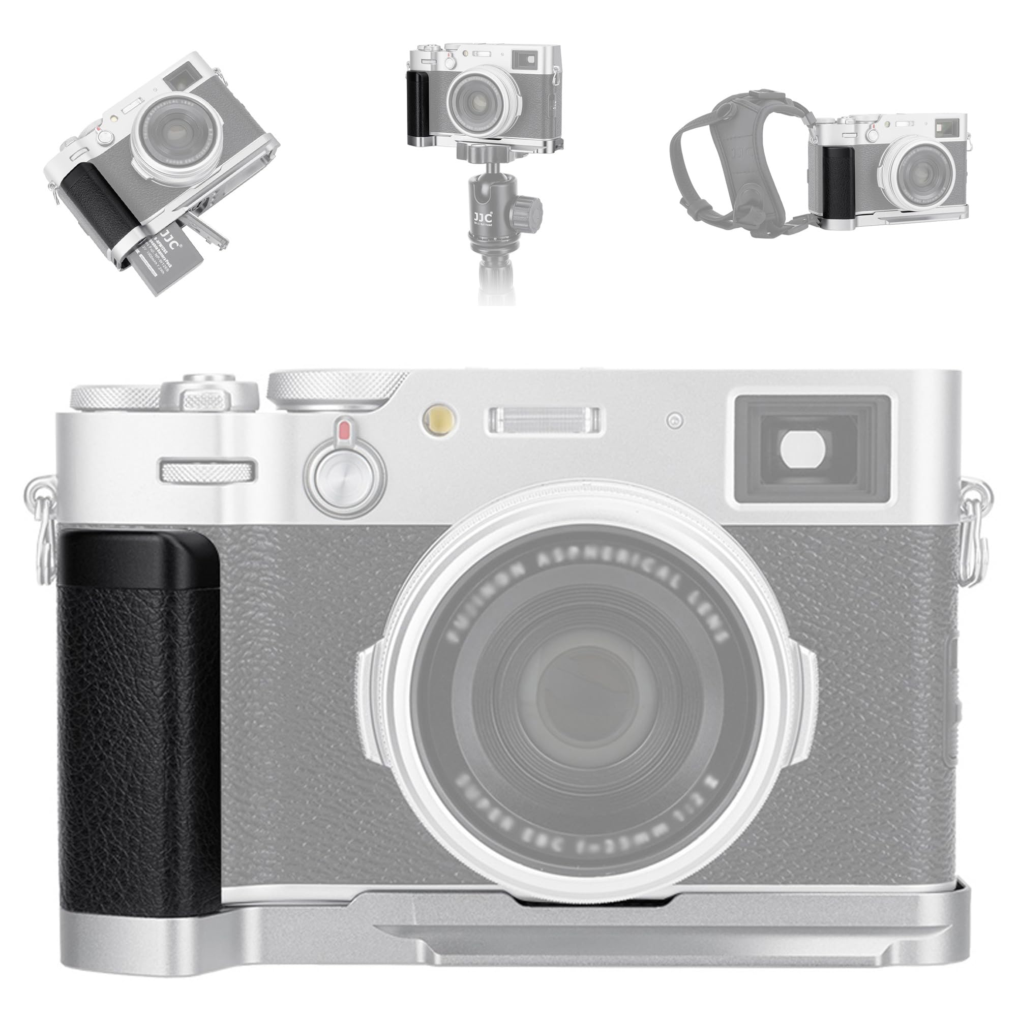 JJC Dedicated Metal Hand Grip L Bracket Anti-Slid Holder for Fujifilm Fuji X100V X100F Camera, Arca Swiss Type Quick Release Tripod Plate Design w/