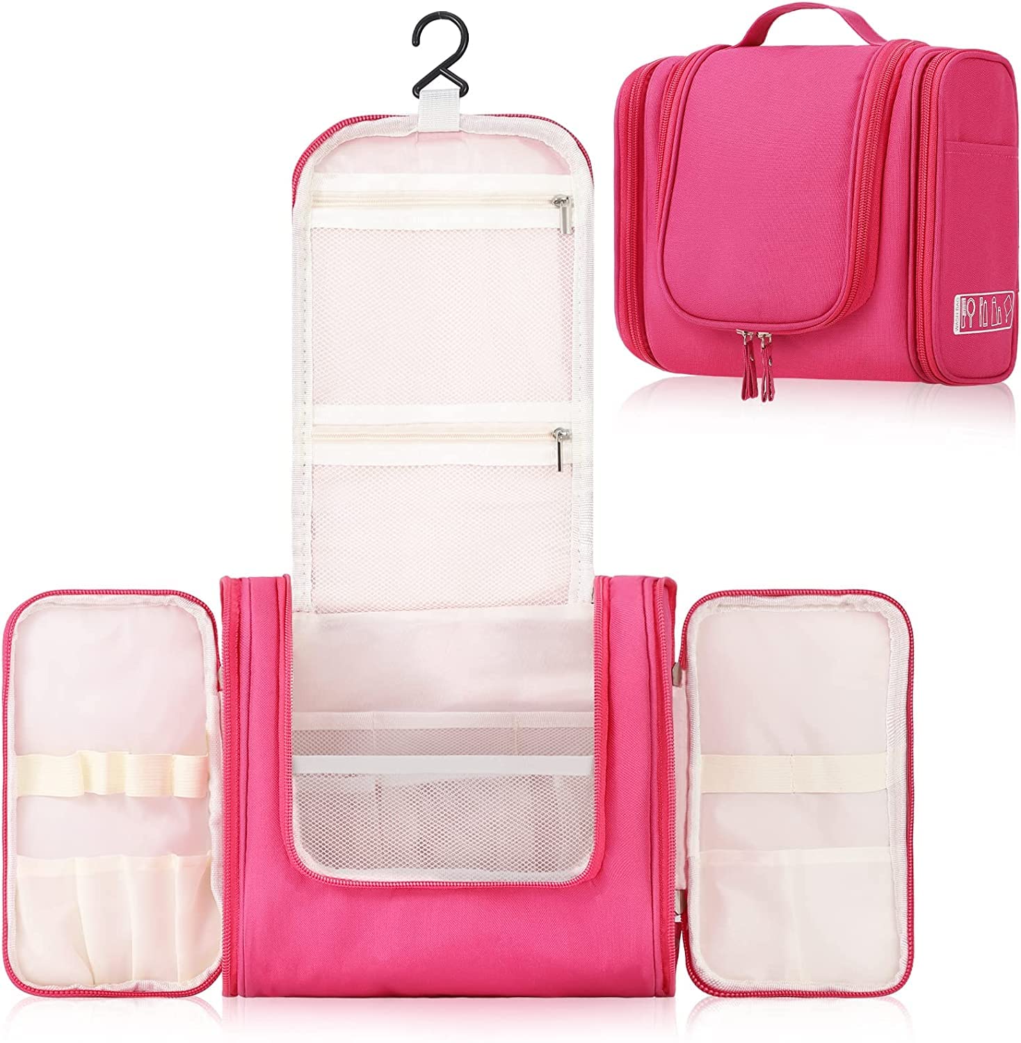 Hanging Toiletry Kit Bag Extra Large Capacity Travel Organizer Bags For Men And Women Durable Waterproof Nylon Makeup Bag For Toiletries,Cosmetics, Brushes (Baby Pink),W-11 Cm