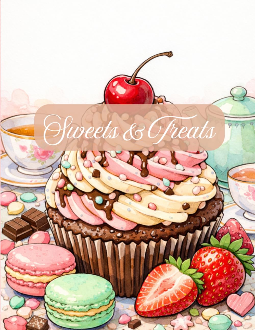 Sweets & Treats Coloring Book: An Intricate Adult Coloring Book featuring Cupcakes, Cakes, Tea Sets, and Delicious Desserts for Stress Relief
