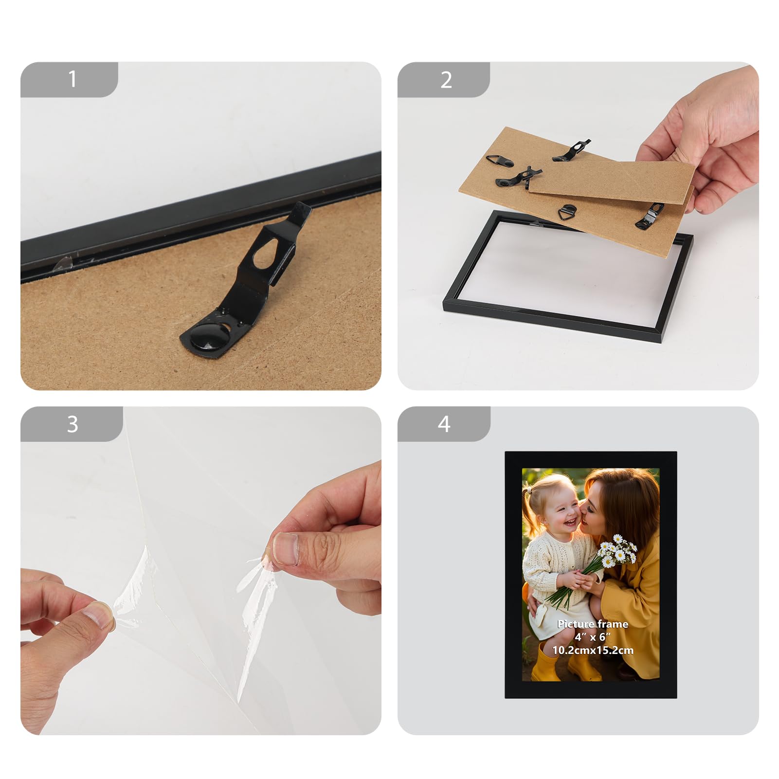 Hoikwo Black 6x4 Photo Frames Pack of 3, Picture Frames 6x4 for Wall or Tabletop Display Horizontal & Vertical Orientation - Image 3