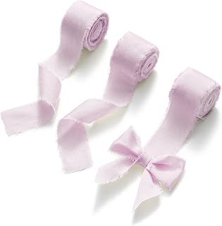 AOKSUNOVA Cinta de lazo lila para regalo, 2,5 cm, cinta de seda, cinta de gasa, color lila, cinta decorativa para bodas