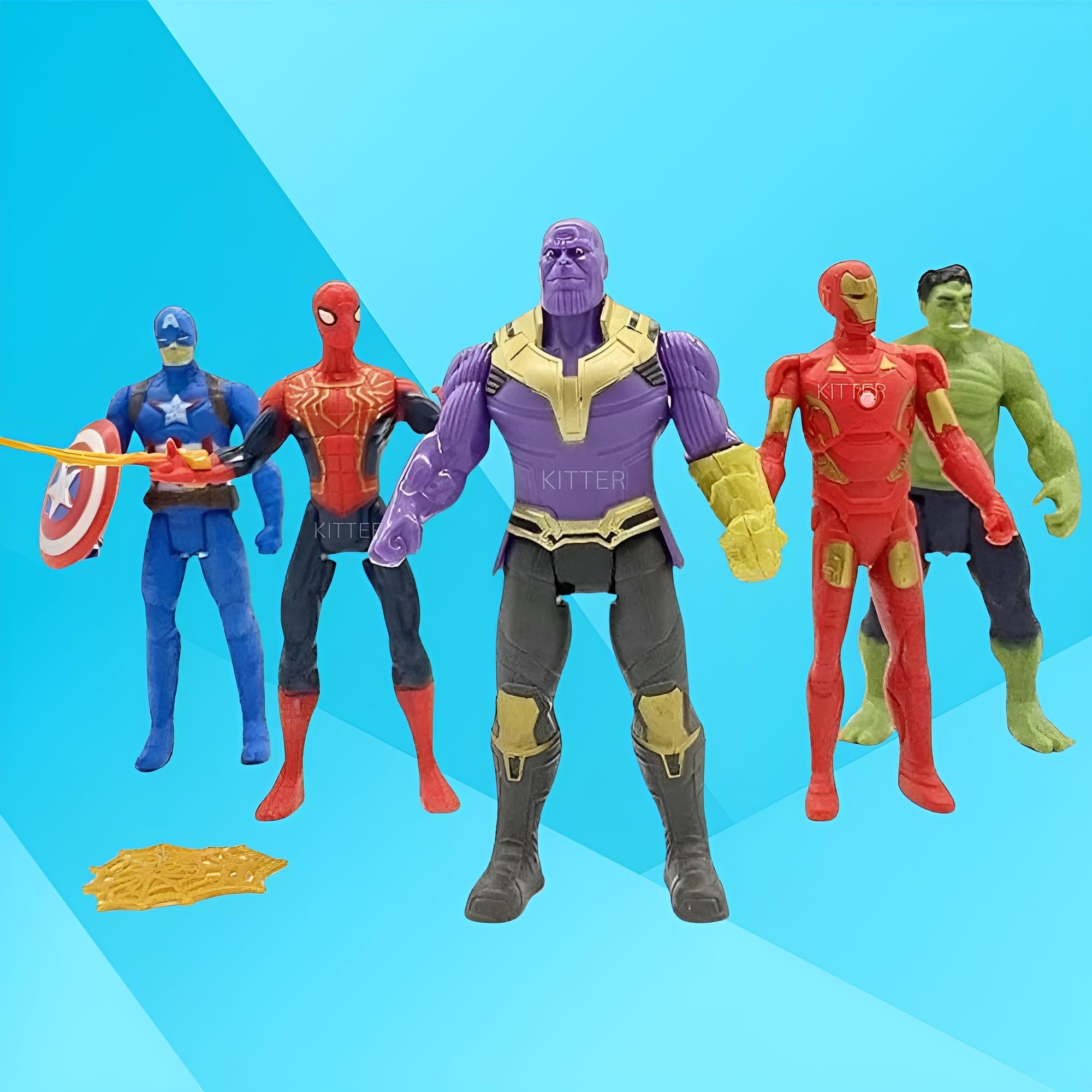 KITTER Super Hero Action Figure Toys Set of 5 Action Figure Toys for Kids Superheroes Toys (Set of 5 Action Figures) with Movable Hands and Legs | Superhero Toys for Boys