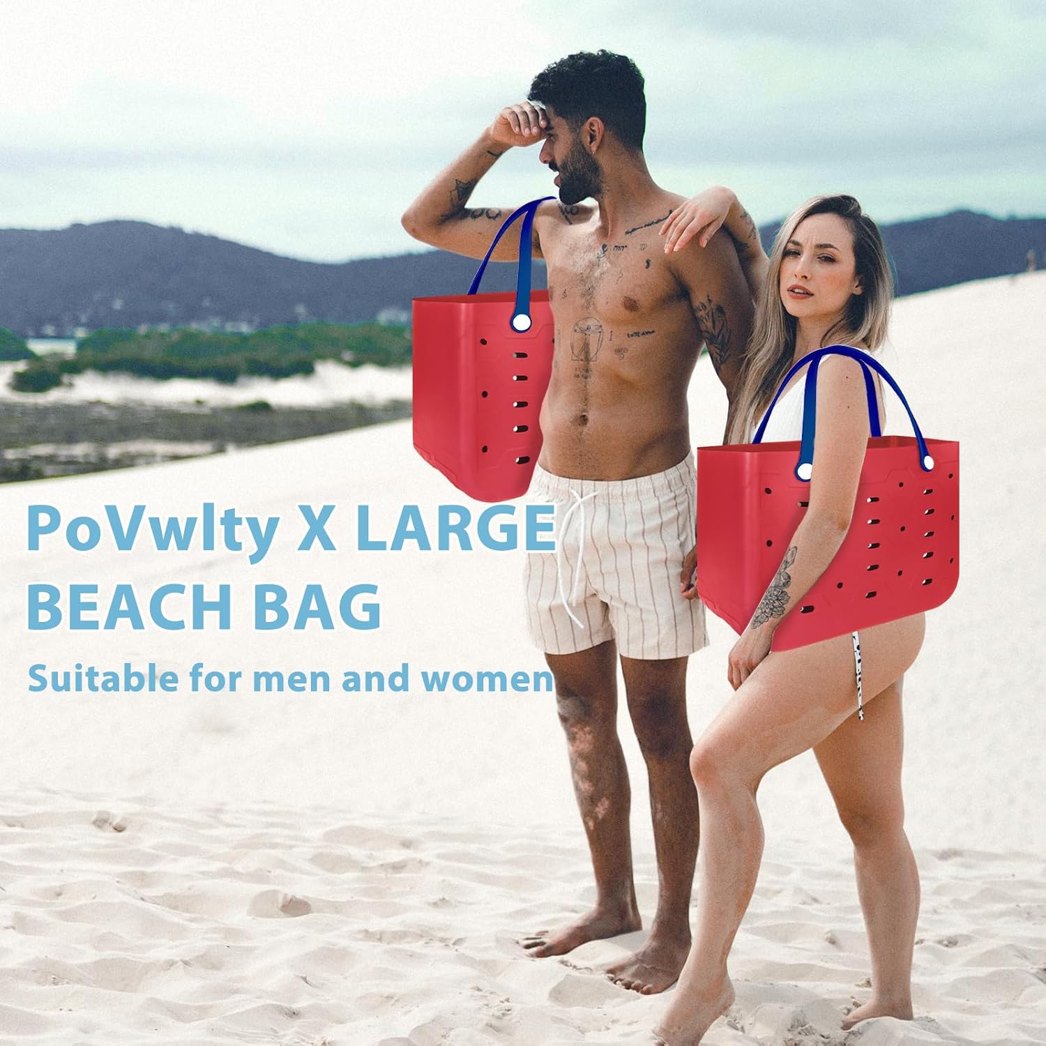 Rubber Beach Bag for Men & Women, Water-resistant Travel Tote Bag for the Beach Boat Pool - Image 4