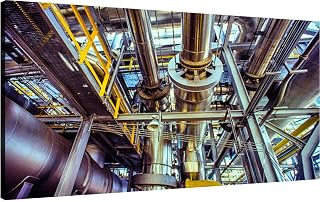 Canvas Wall Art for Living Room Bedroom Oil Gas and Fuel Refinery Industry Big Large Wall Art Decor Framed Painting Wall Pictures Prints Artwork Office