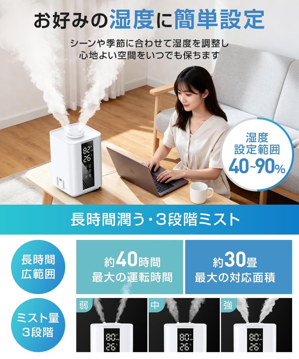 Amazon.co.jp: 加湿器 大容量 4L 【2025新登場・ダブル吹出口 Amazon.co.jp: 加湿器 大容量 4L 【2025新登場・ダブル吹出口