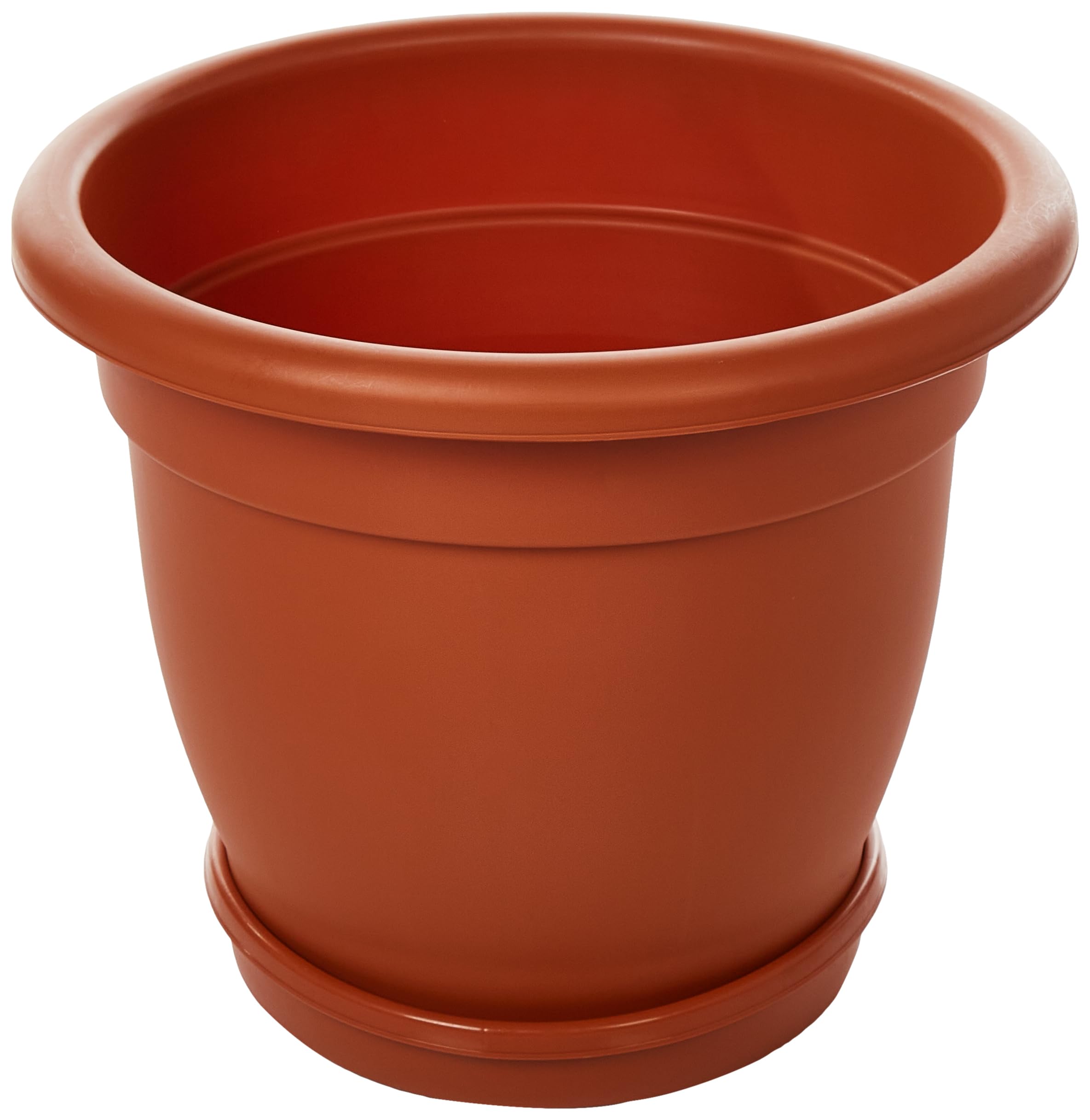 Cosmoplast 20" Round Flowerpot with Tray, Terracotta, IFFP20049TC