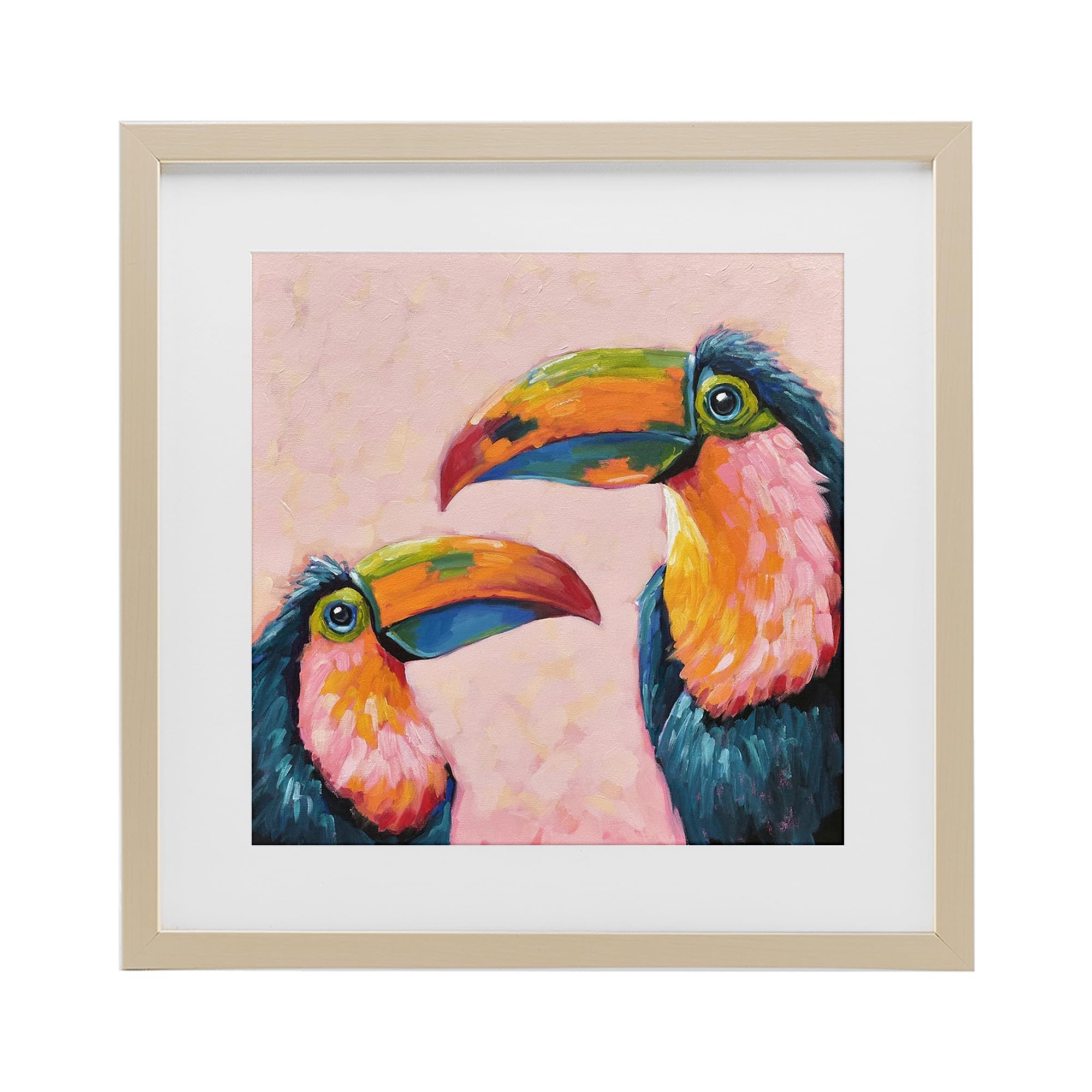 Stupell Industries 'Tropical Toucan Paradise', Framed Print Under Glass, Brown, 16 x 16 Inches, Easy to Hang and Sturdy, Made in USA, by Lucia Stewart