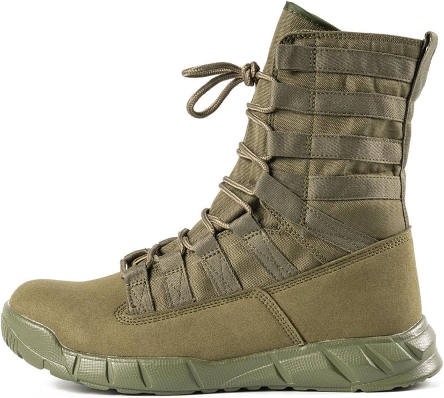 Men's Leather High Top Lace Up Military Tactical Boots With Side Zipper Lightweight Non-Slip Rubber Outsole Desert Combat Boots For Backpacking Travel Army Jungle Hunting
