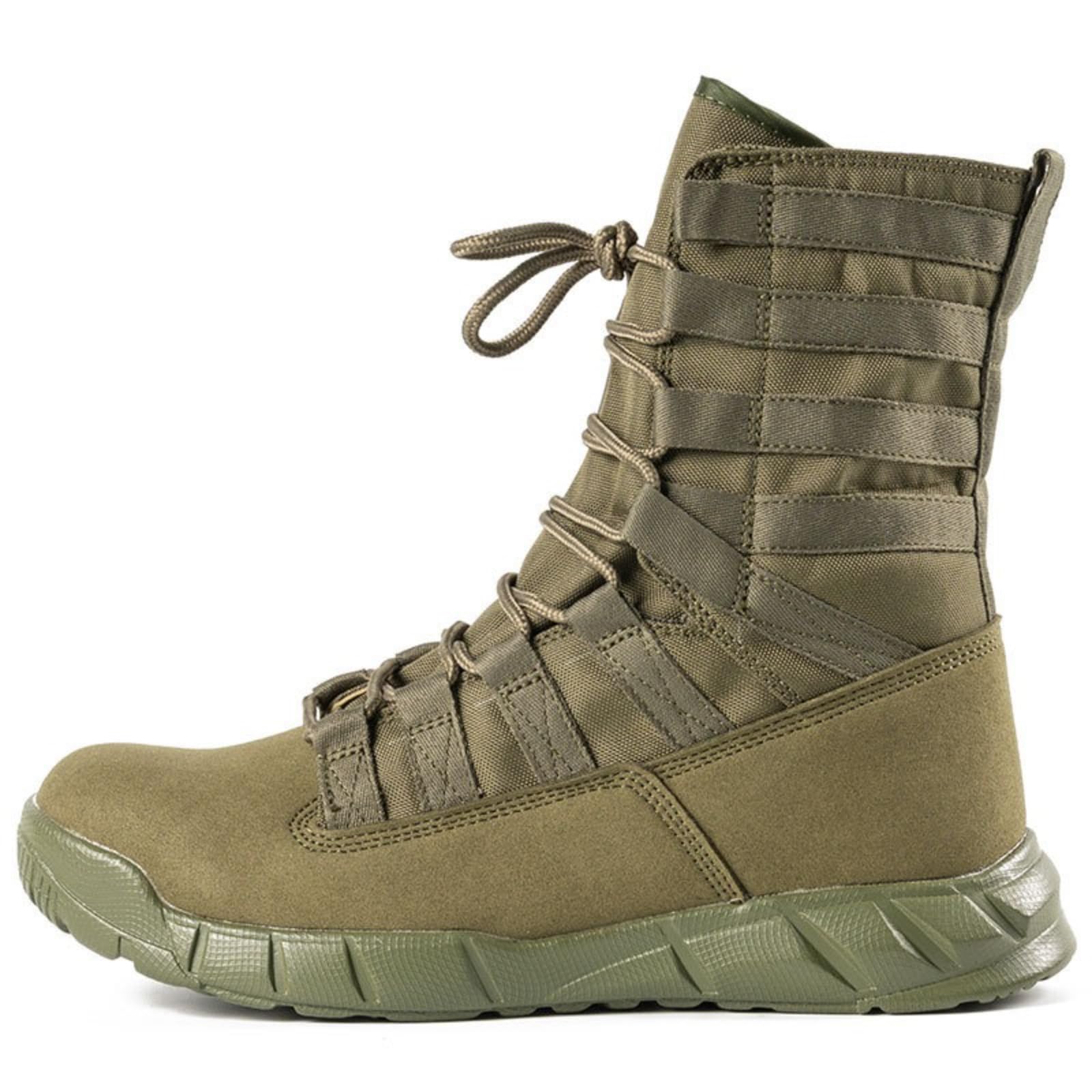Men's Leather High Top Lace Up Military Tactical Boots With Side Zipper Lightweight Non-Slip Rubber Outsole Desert Combat Boots For Backpacking Travel Army Jungle Hunting