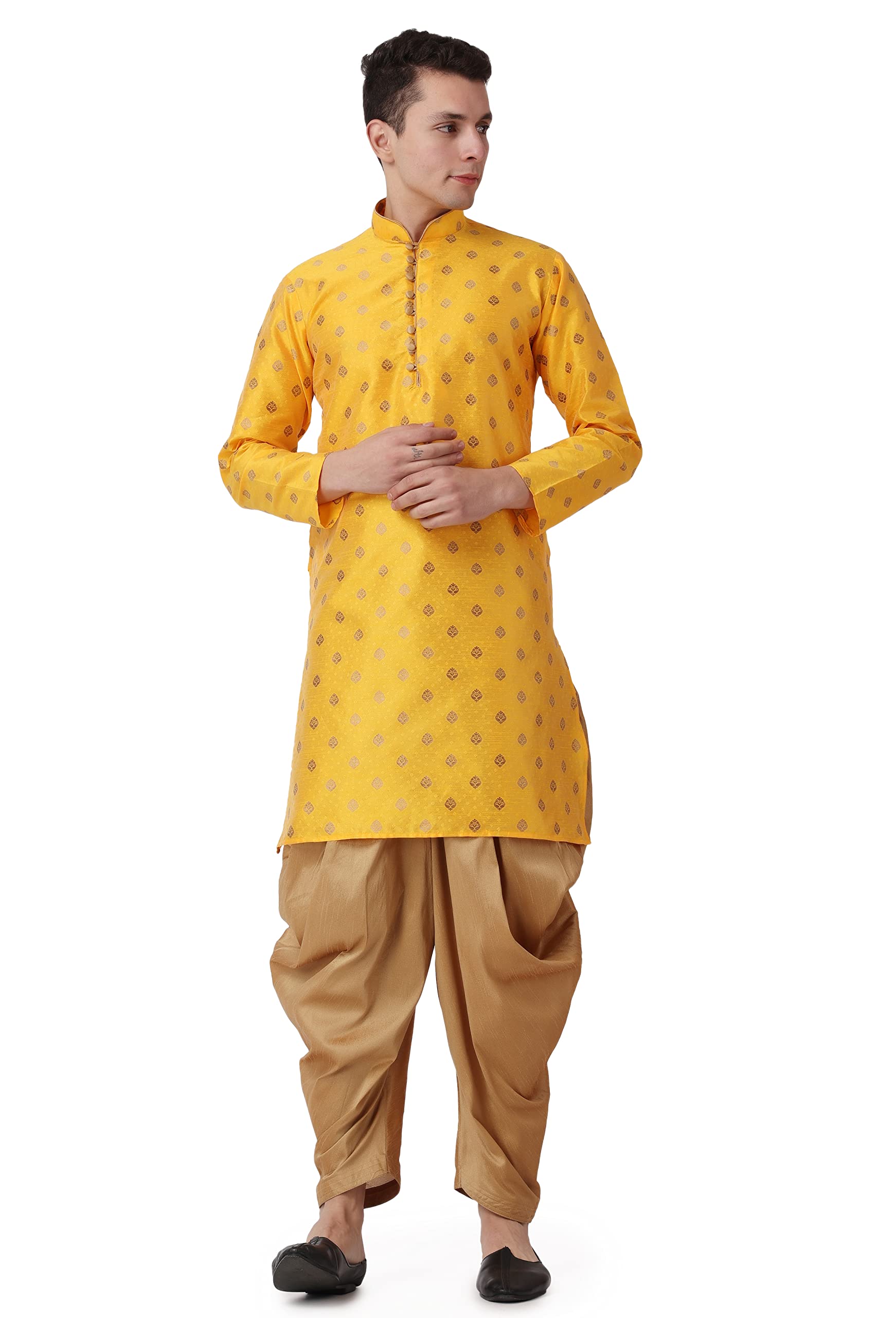 royal kurta Men's Cotton Silk Printed Kurta And Salwar Dhoti Set-picture-37