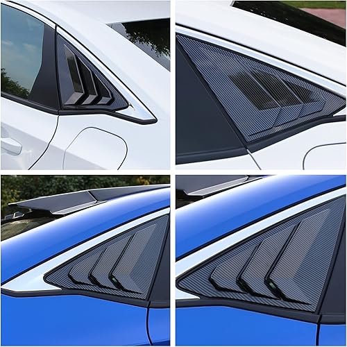 Miniatura 2 de INUBOXES Persianas de fibra de carbono para ventana lateral trasera, estilo carreras, rejilla de ventilación de aire, calcomanía compatible con