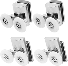 4 Pcs Double Shower Door Wheels Zinc Alloy Cabin Wheels Replacement for Curved Cabins Curved Doors (2 Up, 2 Down)