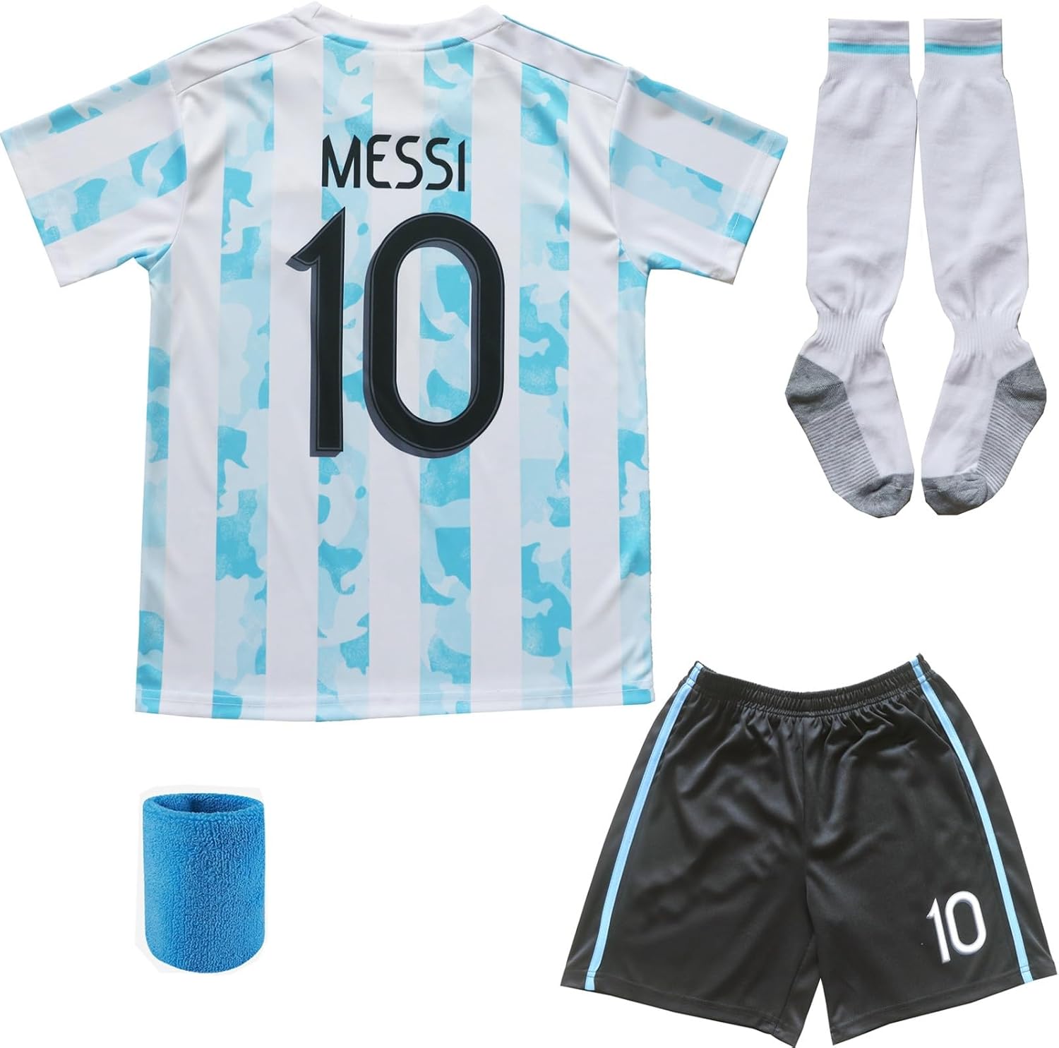 Argentina kids soccer jersey & shorts set, youth size