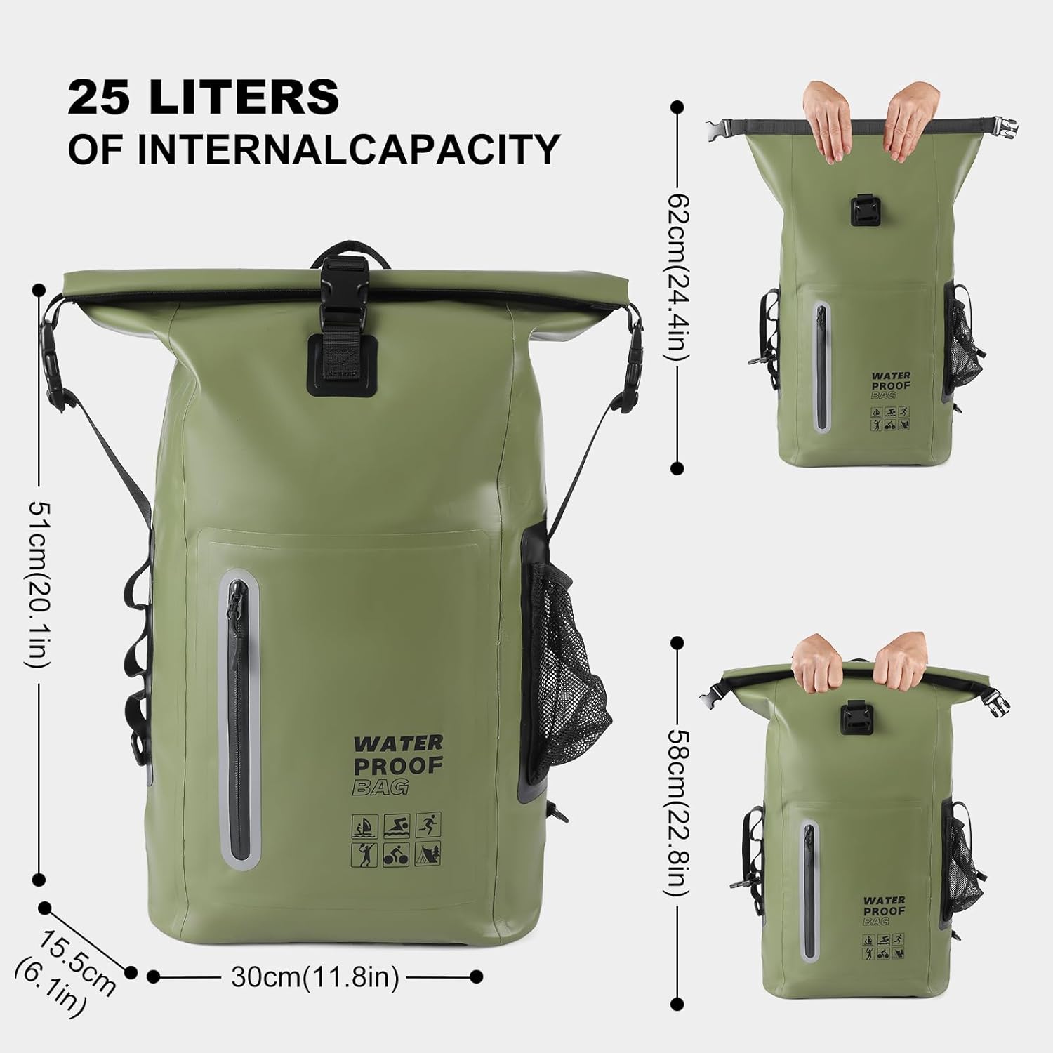 Waterproof Backpack, Waterproof Backpack That Can Float, Suitable for Kayaking And Beach Activities, Outdoor Moisture-Proof Bag