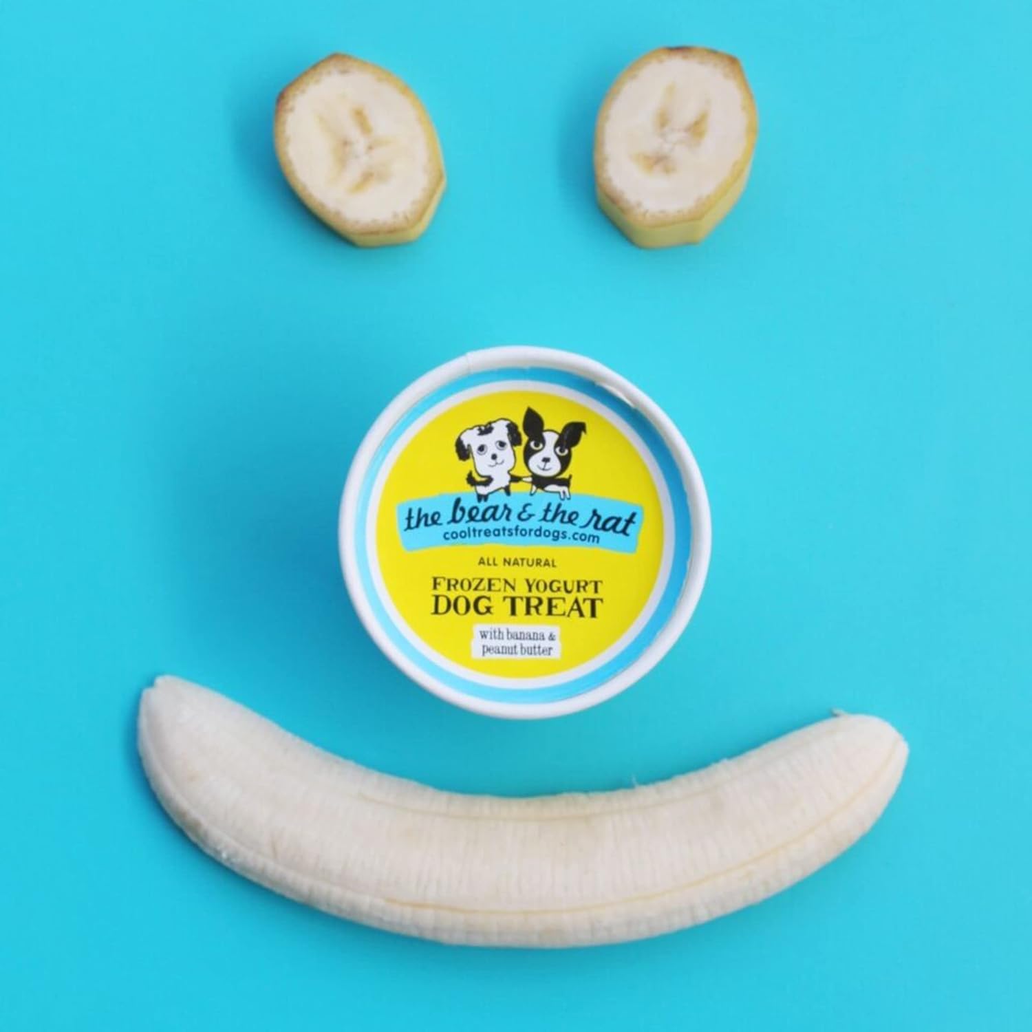 The Bear And The Rat Dog Ice Cream for Dogs, Frozen Dog Treats with Probiotics & Digestive Enzymes for Gut Health, Banana & Peanut Butter Flavor, 4-Pack Single Serve Pup Cups, Made in USA