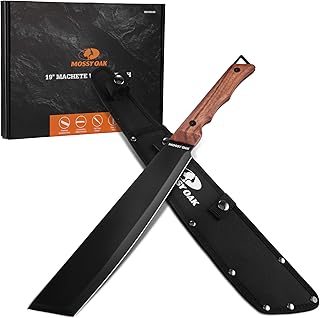 Mossy Oak 19" Machete with Oxford Sheath, Sharp Heavy Duty Machete with Ergonomic Walnut Handle for Bushcraft, Outdoor Hunting, Garden Cutting Trees and Yard Work