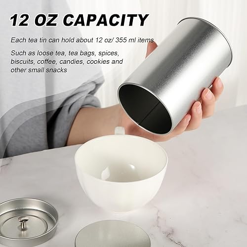 Miniatura 6 de Paquete de 10 recipientes de té con tapa doble hermética, caja de lata de 12 onzas, recipiente de té de hojas sueltas, recipiente de bolsa de té,