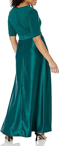 Miniatura 2 de Alex Evenings Womens Satin Ballgown Formal Event Dress with Pockets and Tie Belt (Petite and Regular Sizes)