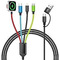Vista 9 de Travel Essentials Cable de Carga Múltiple 4 en 2 para Cargador de Apple iWatch, USB A/USB C Cable de Cargador Múltiple para iWatch Ultra/SE/10-2