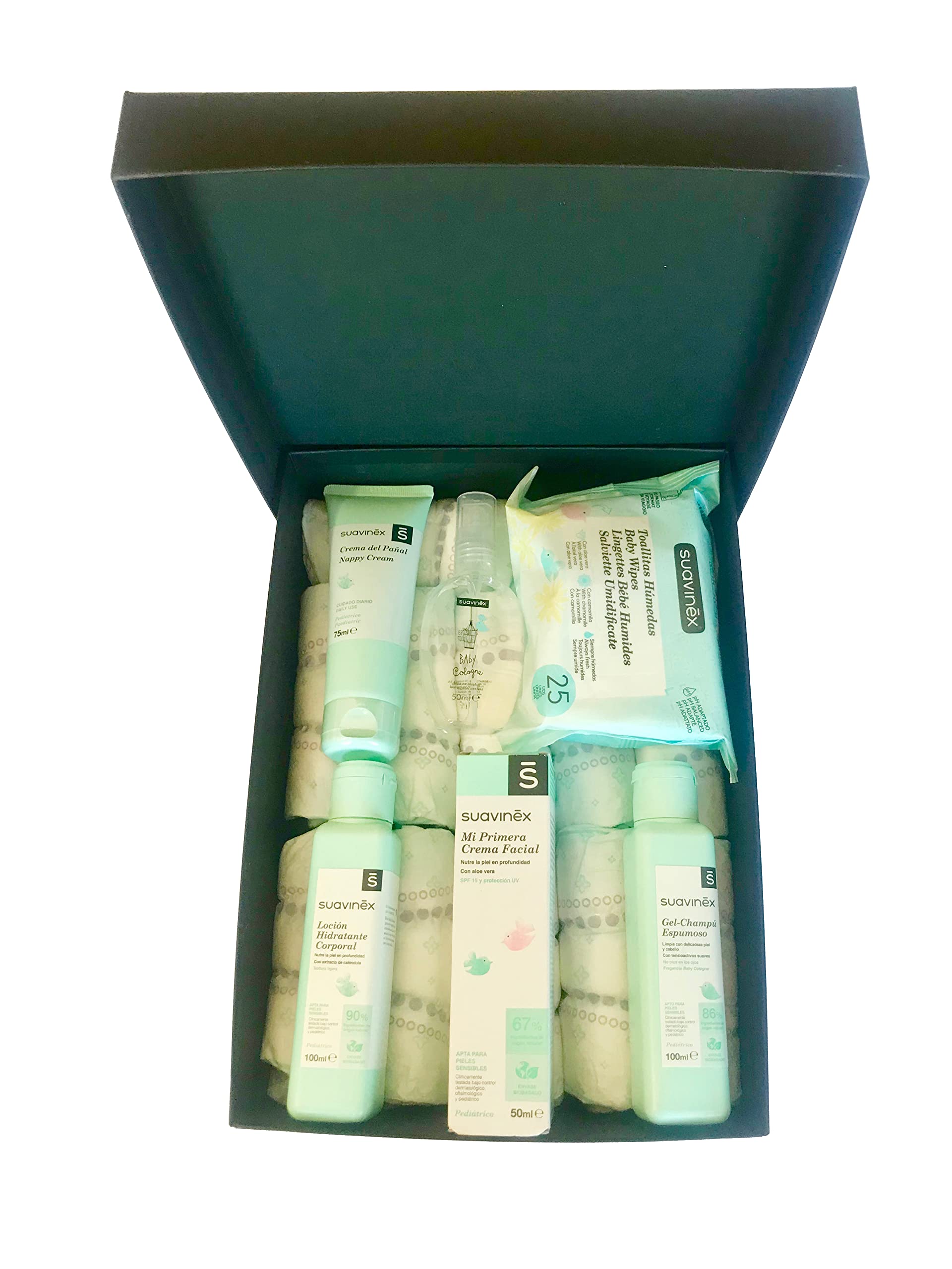 Cesta-Canastilla pañales y productos+ Suavinex (Azul) by MomentosGourmet Añade tu dedicatoria personalizada. Regalo para bebé muy práctico. Cesta Canastilla recién nacido. Diaper Cake