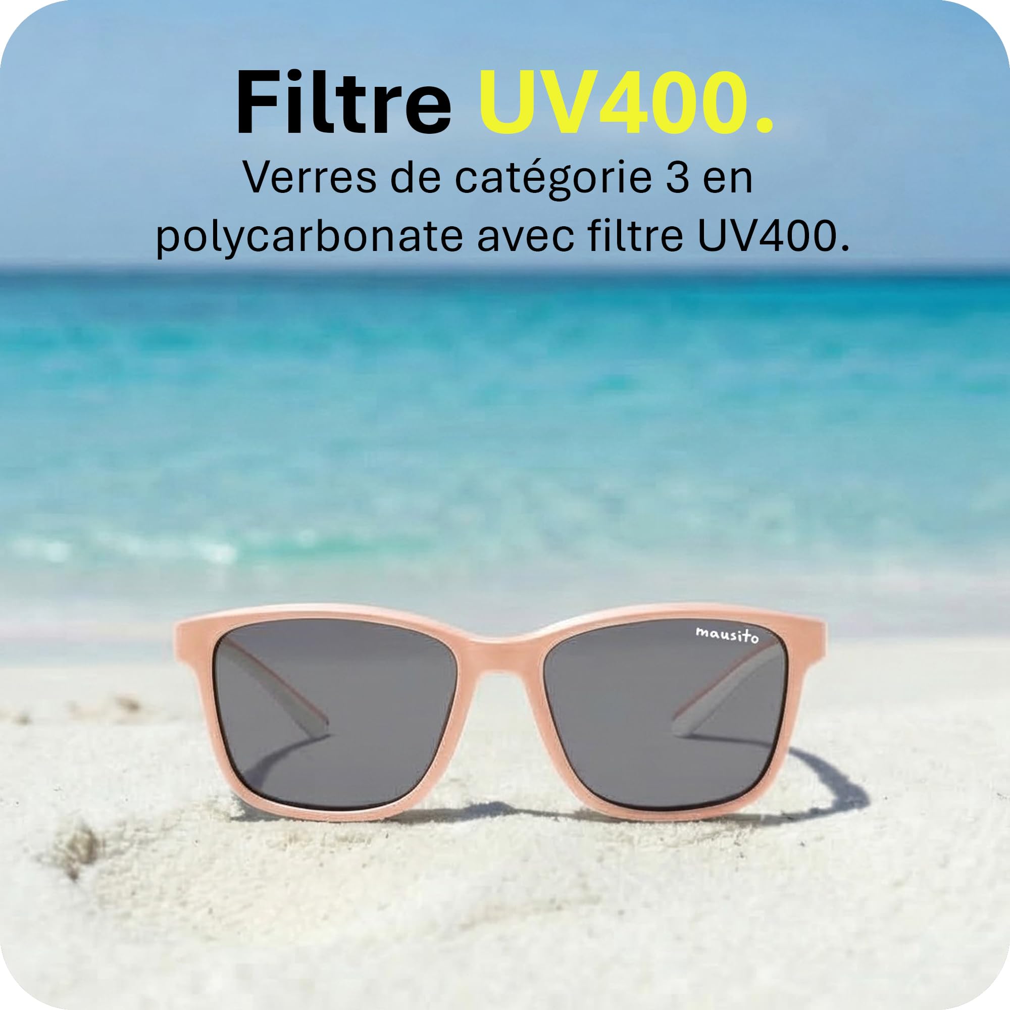 Mausito Lunettes de soleil enfant (3-6/6-9/9-14 ans) UV400 & verres catégorie 3 | Branches flexibles & légères en TPEE et polycarbonate | Design européen