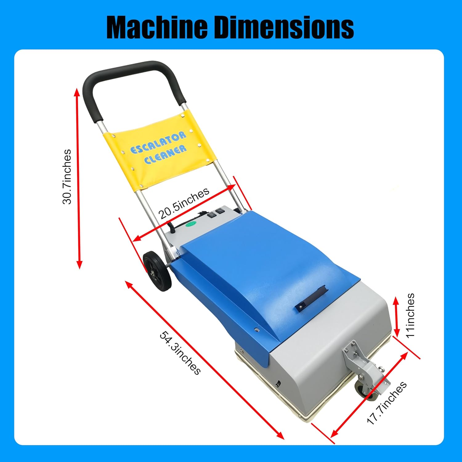 110v Escalator Vacuum Cleaner 17.7" Working Width Rolling Brush Shopping Malls Subways Airports Hotels Power Line Type Commercial