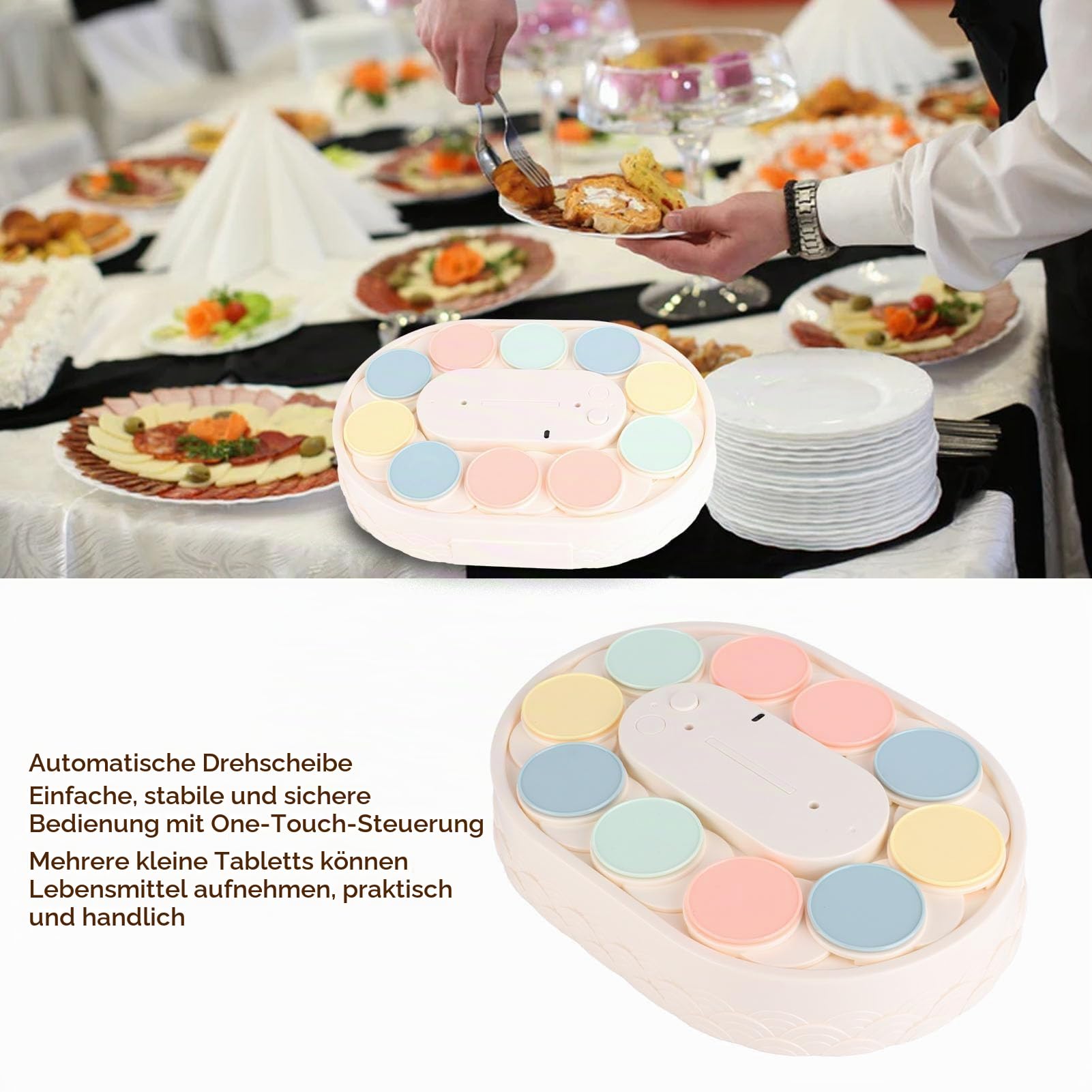 Tortenständer, Karussell-Tortenständer, Drehbarer Drehteller, Dessert-Ausstellungsplatte, Dekoration, Servierplatte für Party, Hochzeit, Feier, Heimdekoration für Sushi, Dessert, Cupcake (Nachtisch)