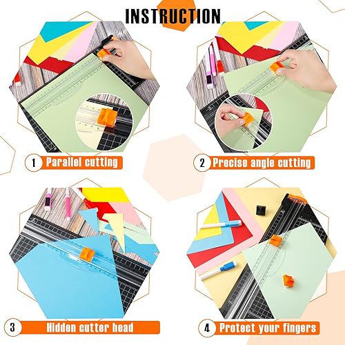 Miniatura 3 de 10 piezas de cortador de papel de repuesto para recortadora de papel de repuesto para recortadora de papel A4 negro y blanco (negro, naranja)