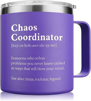 NOWWISH Christmas Thank You Gifts for Women - Chaos Coordinator Mug- Employee Appreciation Birthday Gifts for Women Coworkers Boss Teacher Nurse Friend -Purple 14oz