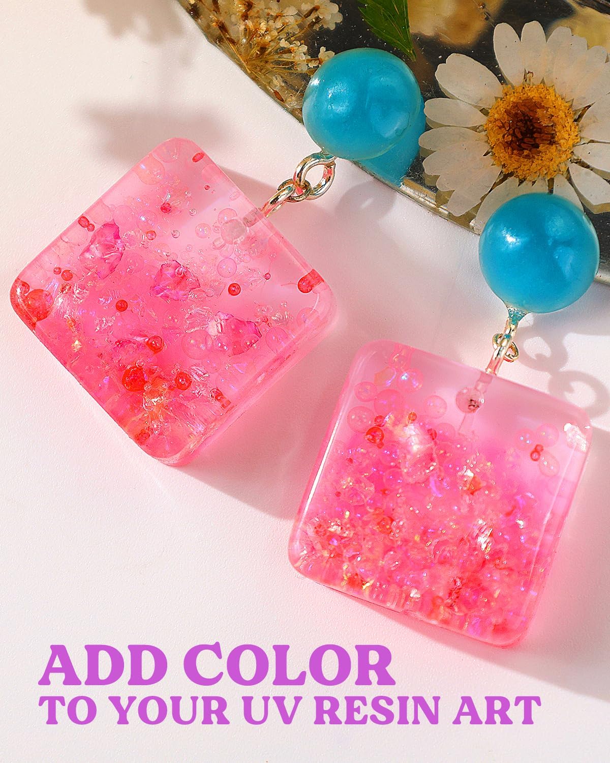 LET'S RESIN UV Resin,18 Dark Colored UV Resin, Odorless & Low Shrinkage UV Color Resin with Vibrant Colors, Black and White UV Resin Kit for Crafts, Jewelry Making, Colored Resin Casting and Coating - Image 4