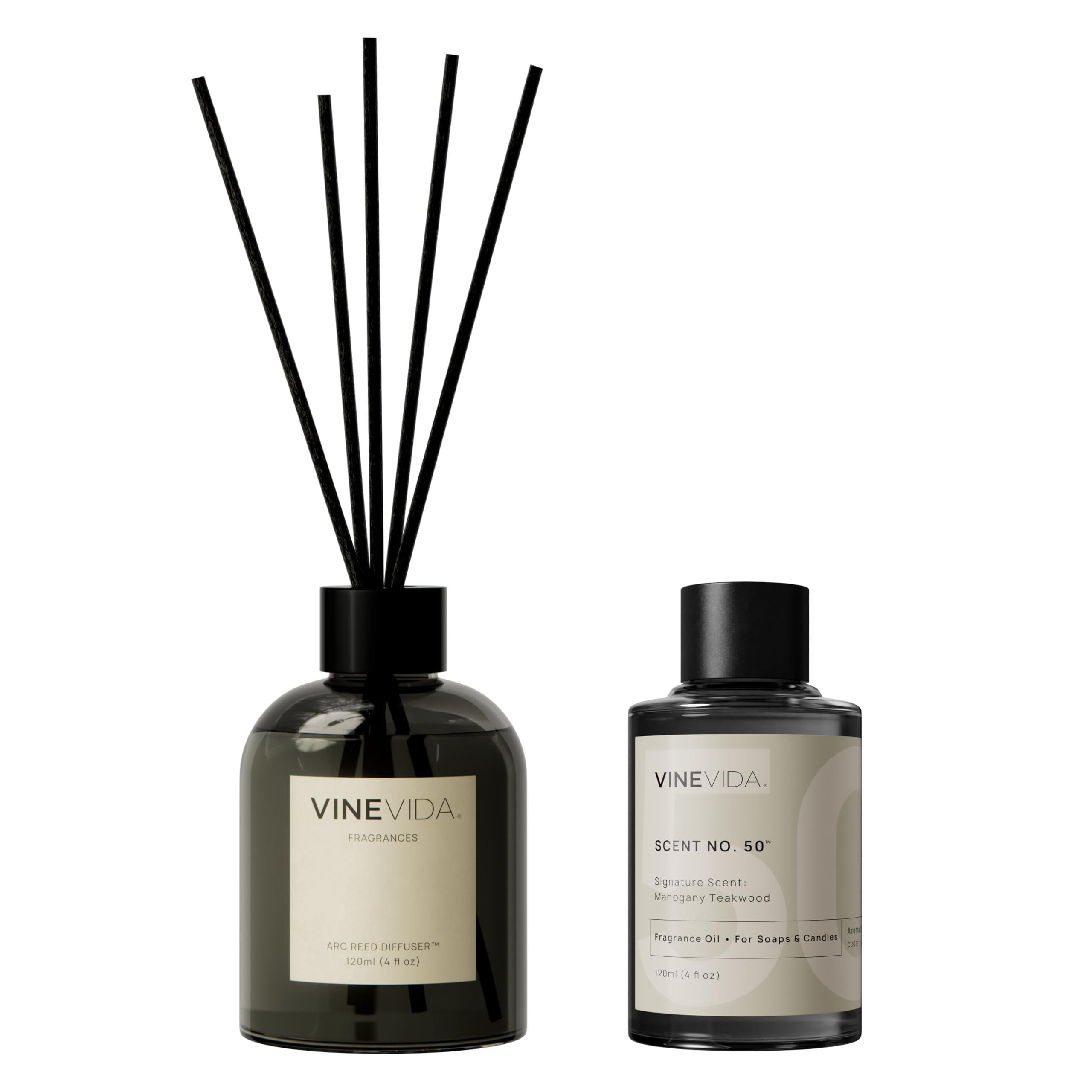 VINEVIDA Reed Diffuser Mahogany Teakwood | Diffuser Reed for Home & Bathroom | Long-Lasting Scent Sticks Set | Oil Stick Diffuser | Bathroom Scent