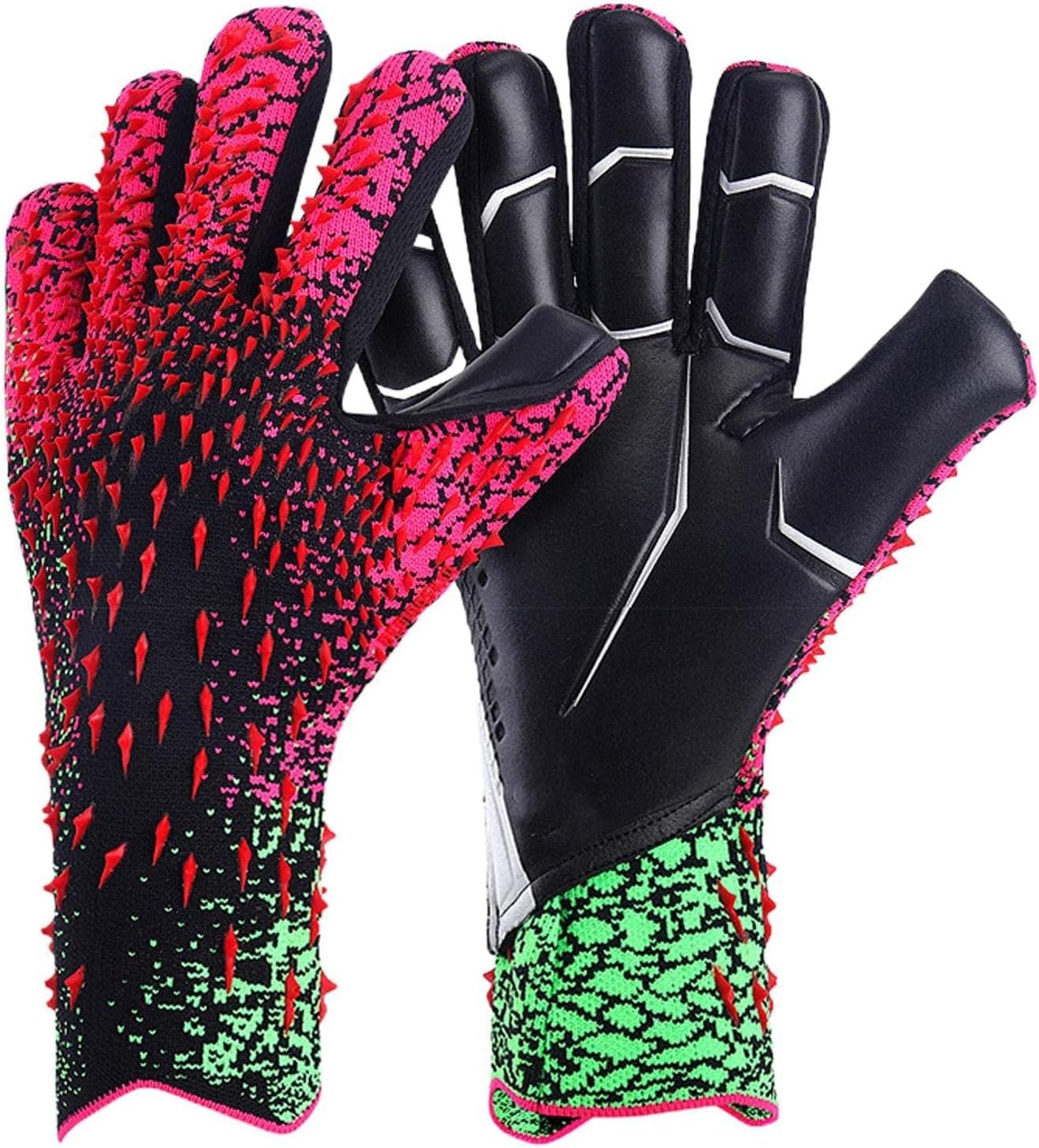 Futaba Professional Goalkeeping Gloves with Strong Grip & Excellent Protection, Non Slip Wear-Resistant Goalie Gloves - Pink and Green - Size 8-image-26