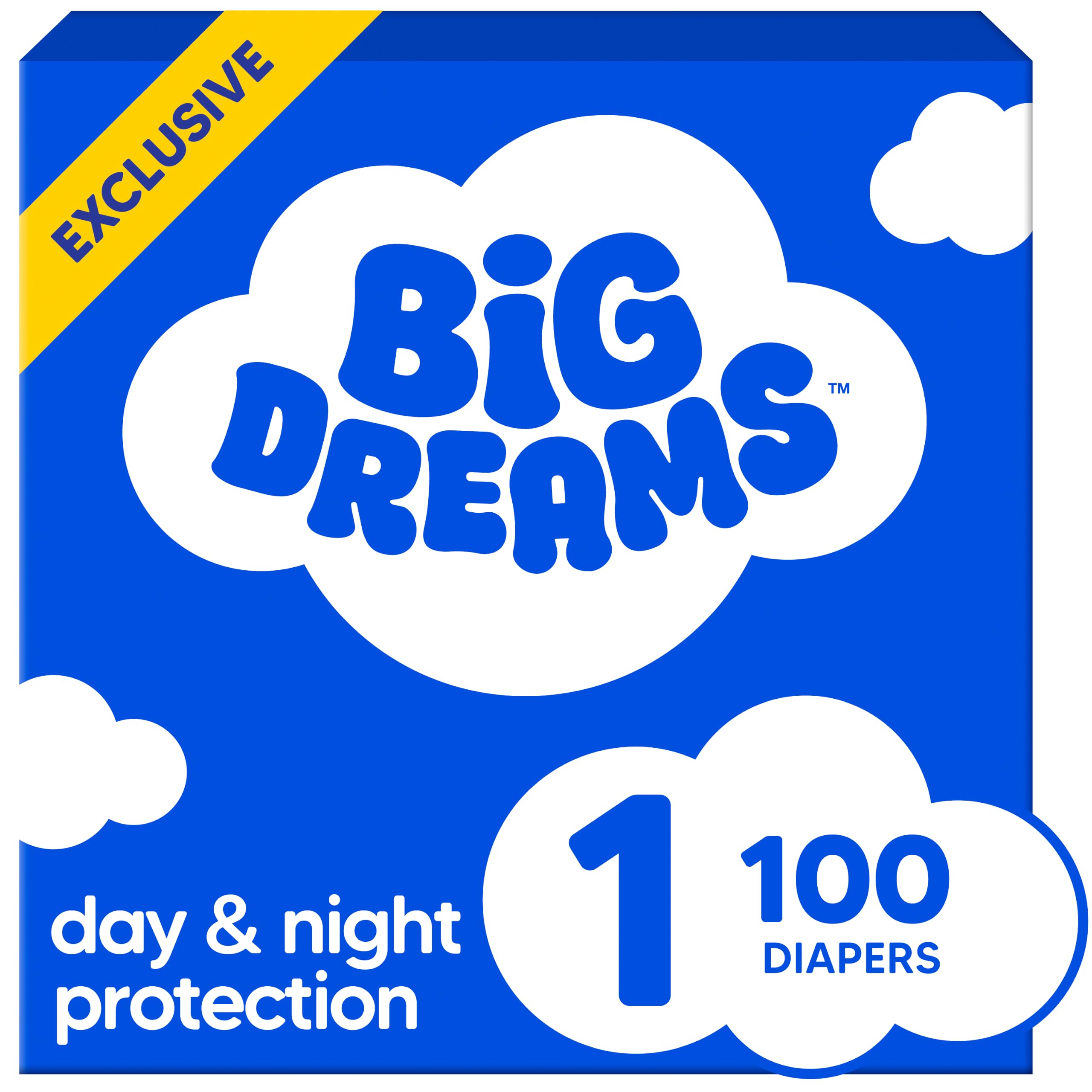 Big Dreams Baby Diapers, Size 1 (8-14 lbs), 100 Count | Ultra-Comfy Dreamy Feel, Wonder D…