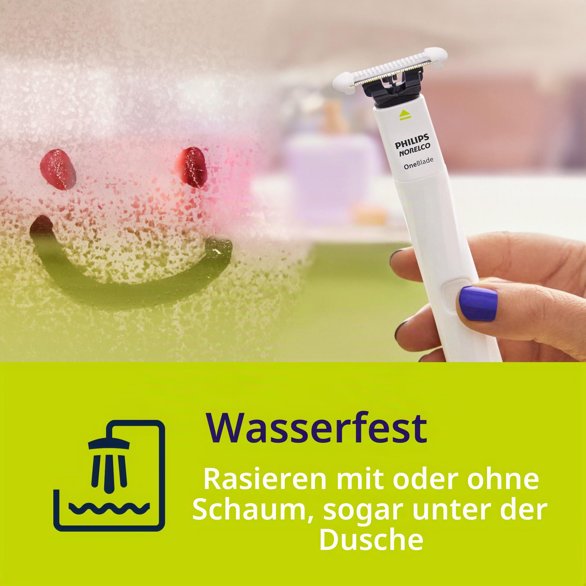 Philips Norelco OneBlade QP1924/70 Unisex Intimate Scham- & Körperpflege & Trimmer | SkinProtect QP1924/70 Klinge für die Schampflege, 100 % regenfest, 30 Minuten Laufzeit, inklusive Körperkamm
