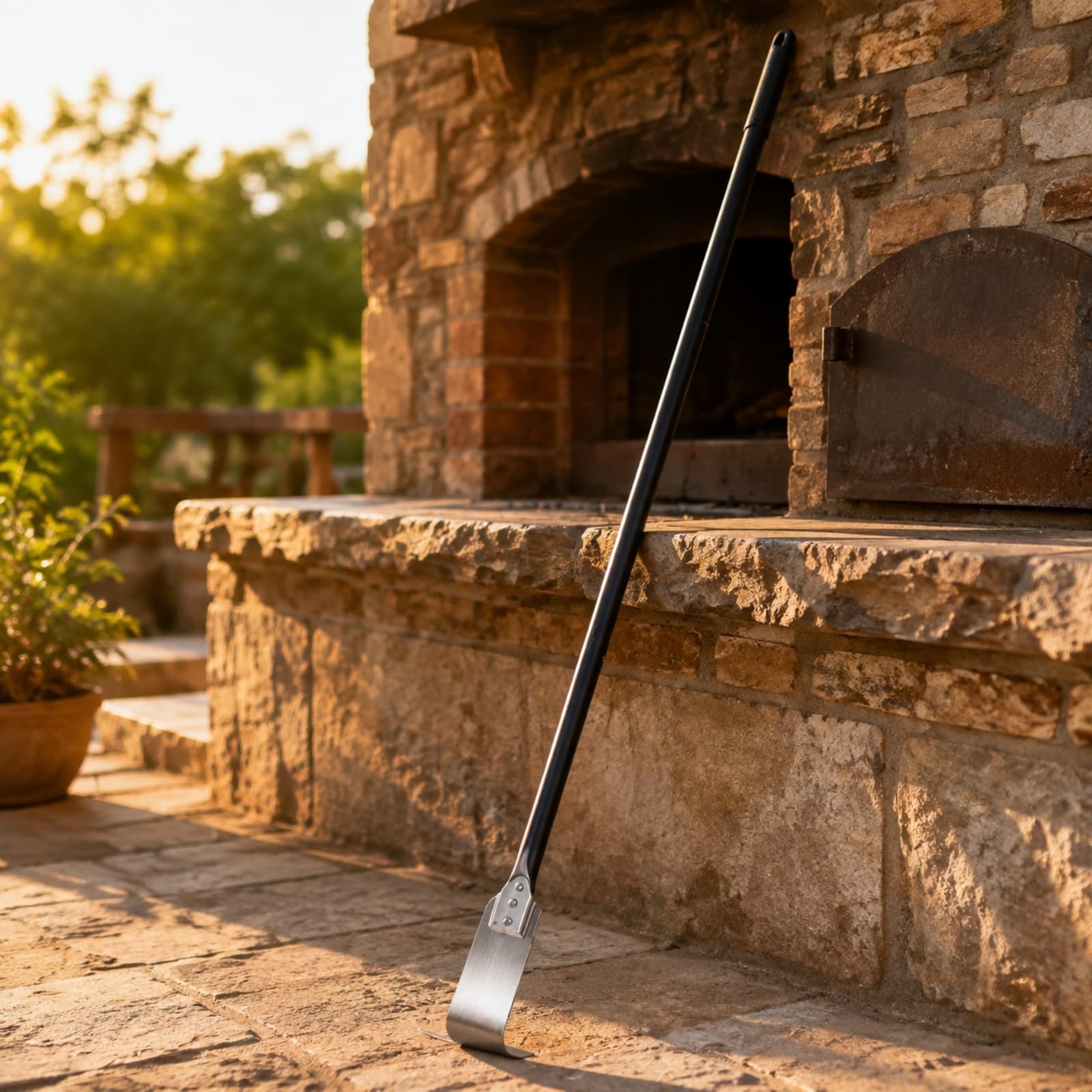 Paletta Pulizia Cenere con Manico in Alluminio Antiscivolo Leggero per Pizzaioli, Pizza, Panetteria, Lungo