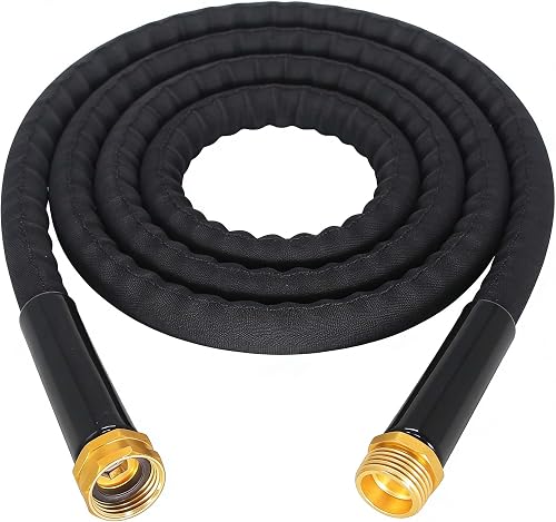 Garden Hose 15FT, Flexible Water Hose Ultra Lightweight Non-Expanding, Leak Proof Pressure Resistant Outdoor Hose for Yard & Garden Watering, Black