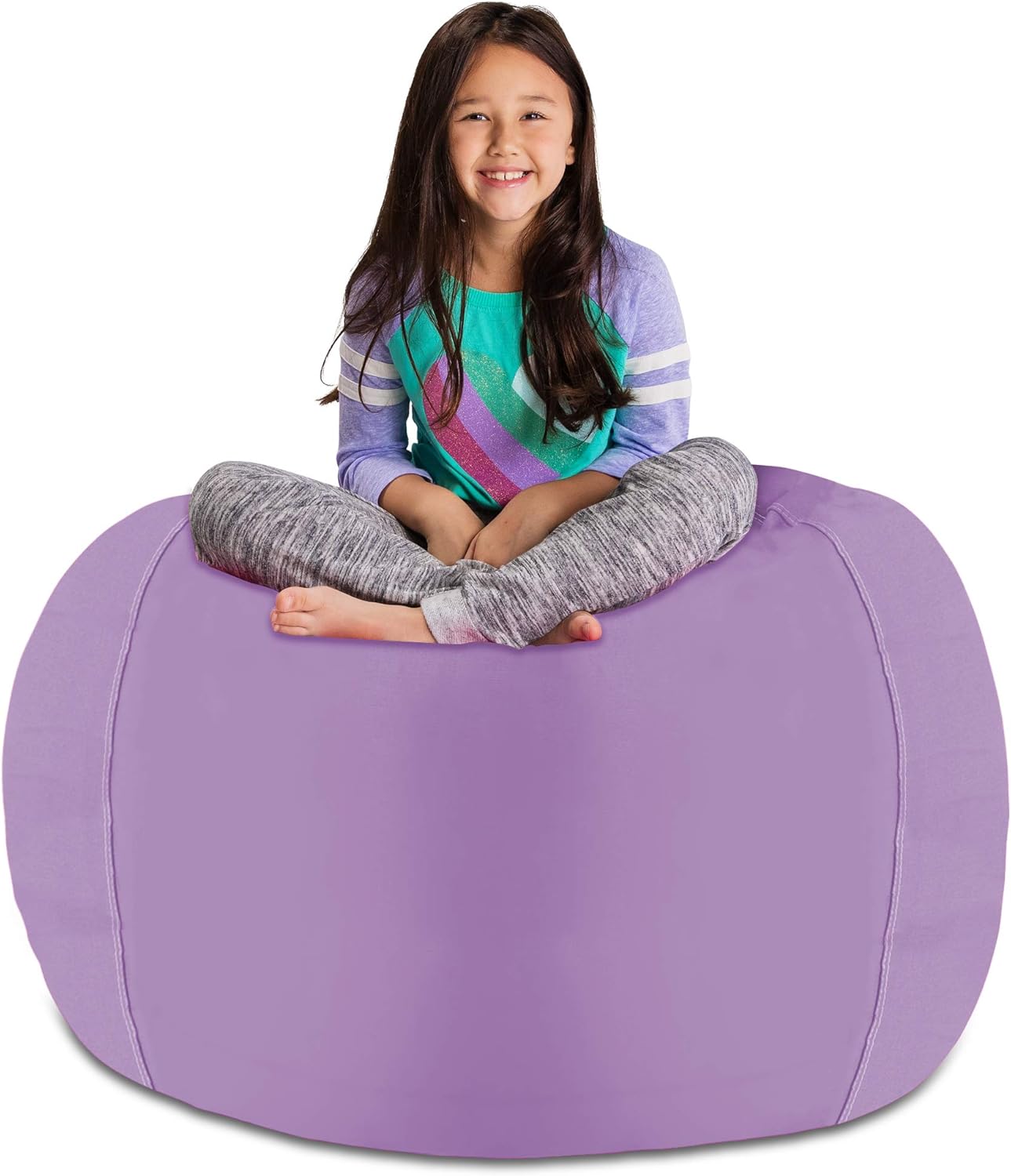 Posh Stuffable Kids Stuffed Animal Storage Bean Bag Chair Cover - Childrens Toy Organizer, X-Large 48" - Heather Lavender