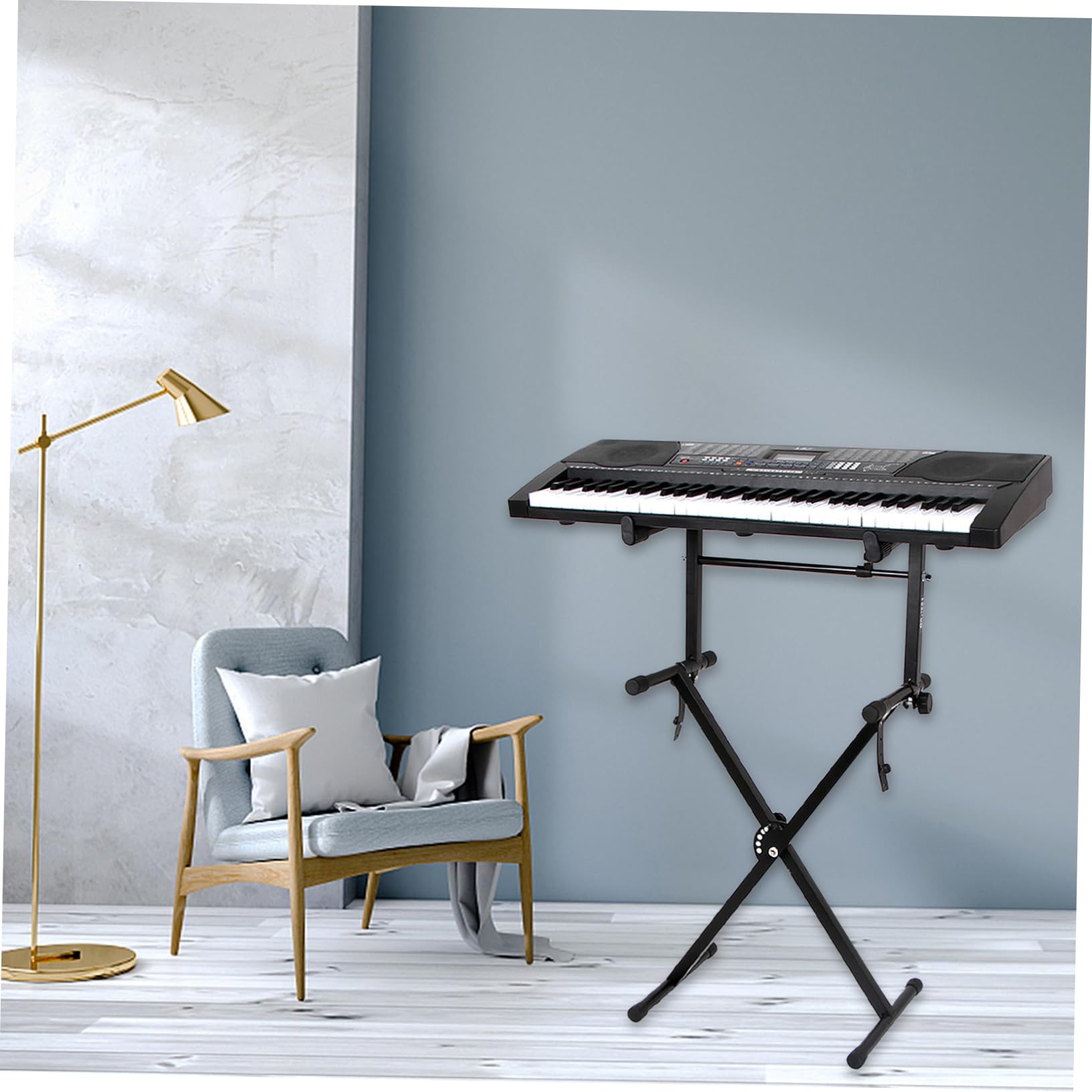 Yardwe Supporto Per Tastiera in Ferro Regolabile Altezza 47-71 Cm Cuscinetto in Gomma Antiscivolo Per Musicisti Su Palco e Studio