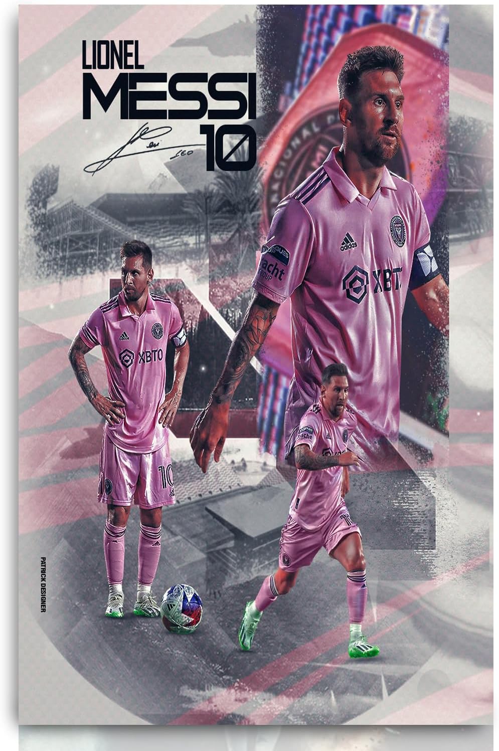 Orlco Art Pink Soccer Sports Canvas Wall Art Prints Painting,Graffiti Wall art Soccer Posters for Boys Room Wall Decor,Football Star Motivational Gym Wall Art,Football Picture for Bedroom Living Room