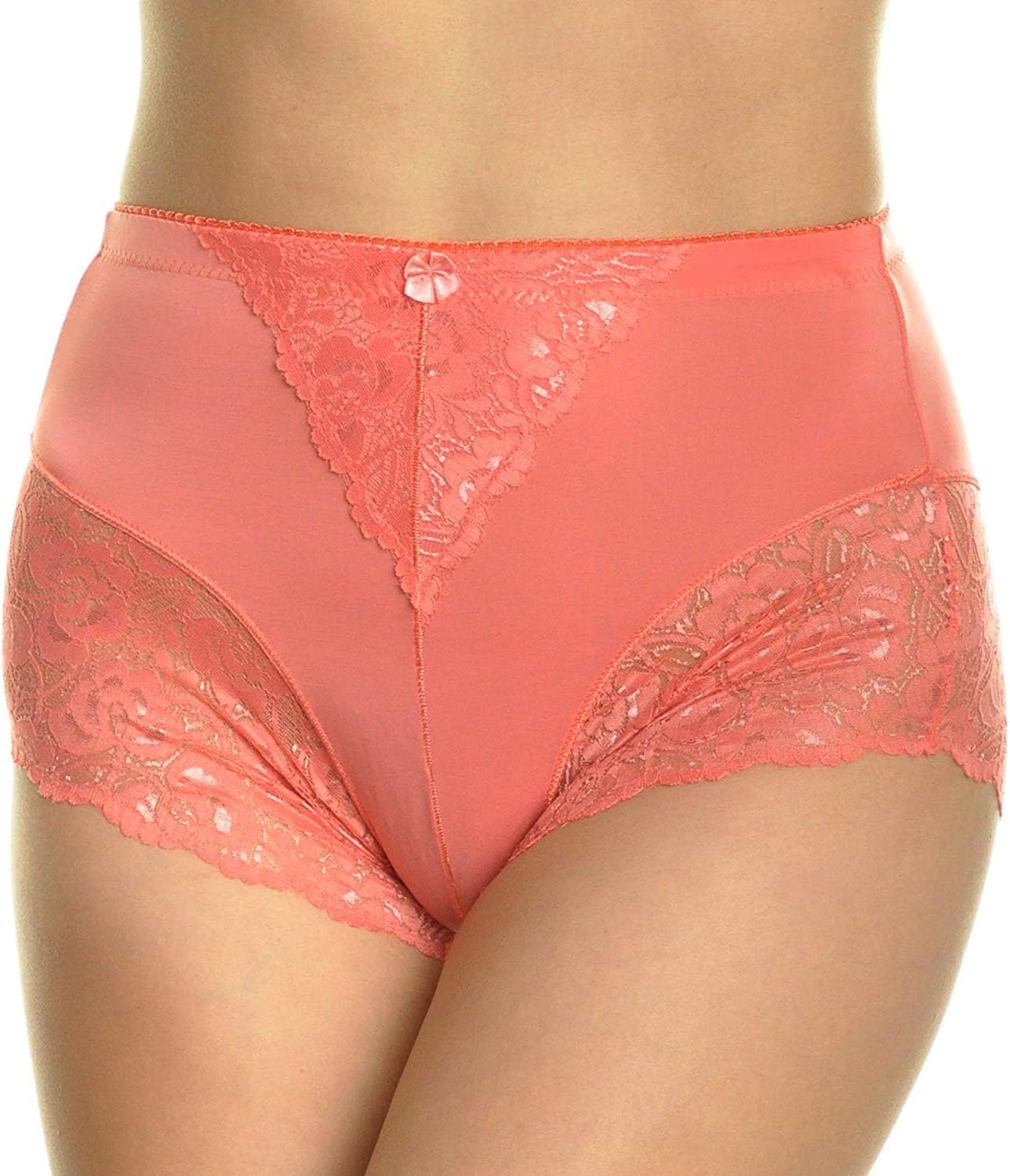 ToBeInStyle Women's 6 Pack High Rise Exquisite Lace Leg Opening Design Briefs
