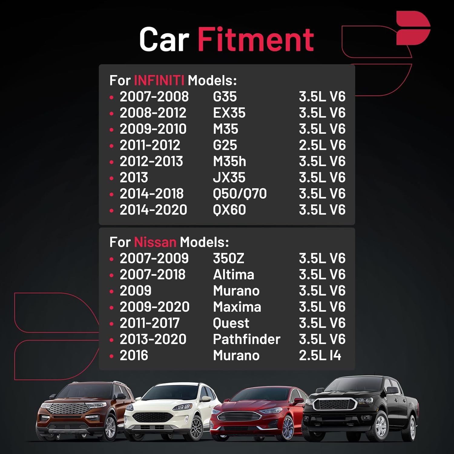 BDFHYK Set of 6 Iridium Spark Plug Compatible with INFINITI QX60 Q50 Q70 M35h JX35 EX35 FX35 G25 G35, Compatible with Nissan Maxima Murano Pathfinder Altima Quest 350Z,Replacement for 1406 DILKAR7B11